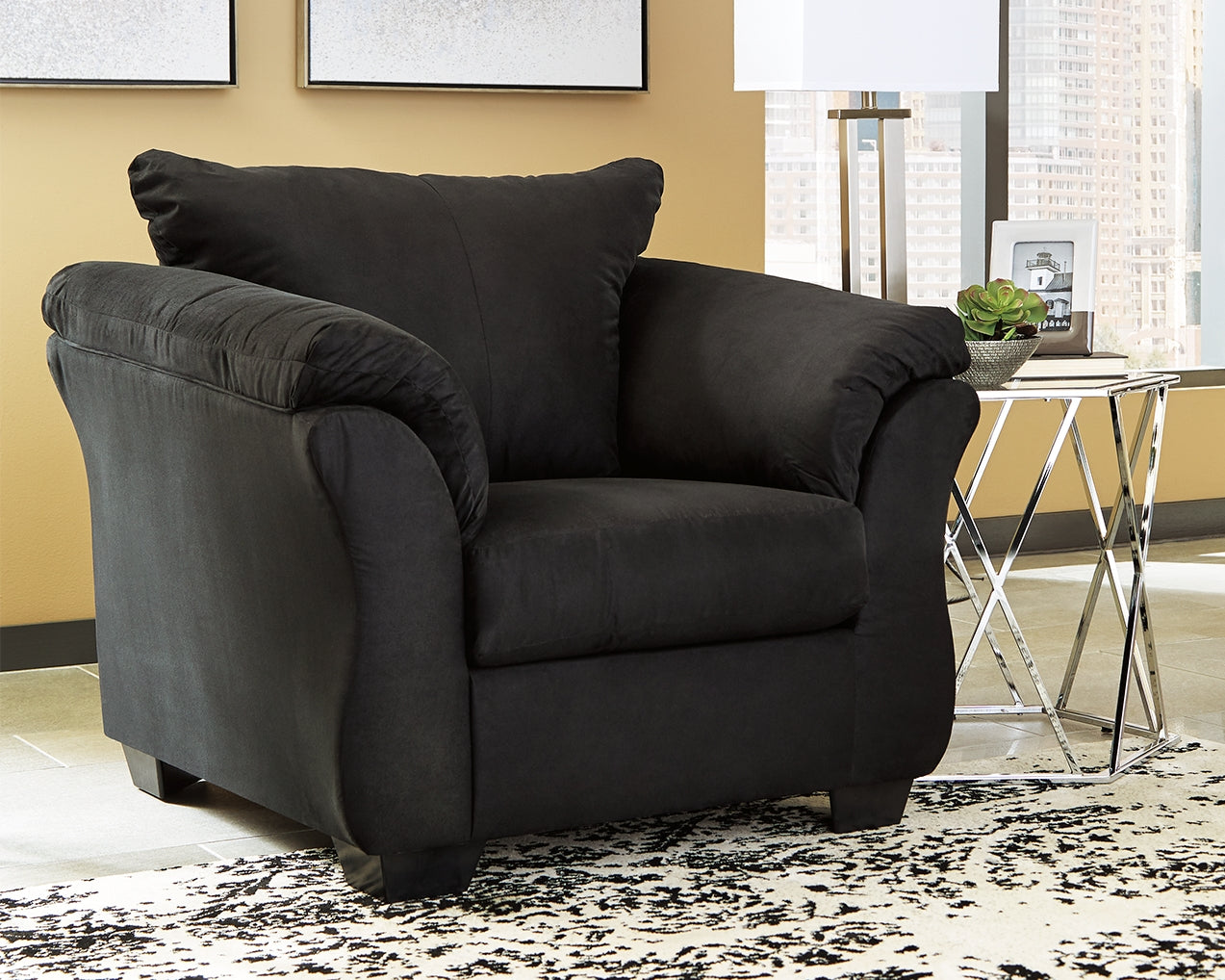 Leasing Furniture - Ashley Furniture - Darcy Living Room - Chair / Black - 7500820
