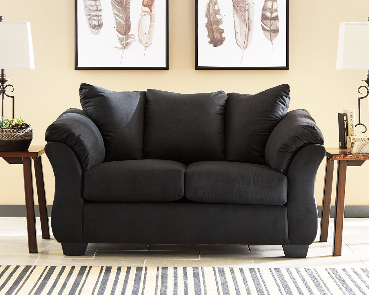 Leasing Furniture - Ashley Furniture - Darcy Living Room - Loveseat / Black - 7500835
