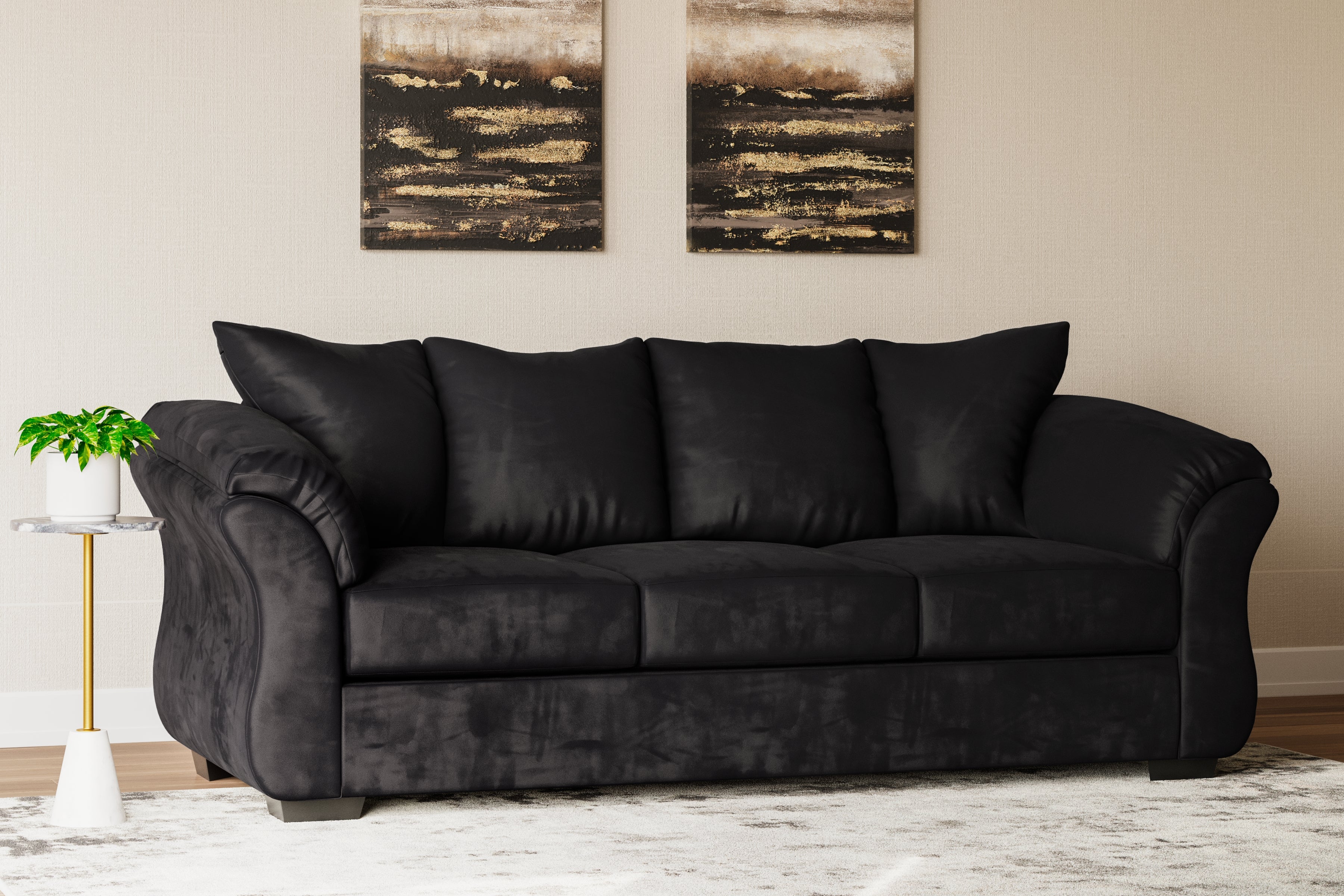 Leasing Furniture - Ashley Furniture - Darcy Living Room - Sofa / Black - 7500838