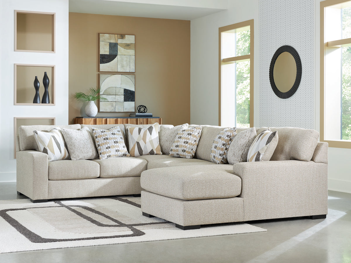 Leasing Furniture - Ashley Furniture - Laurelgrove Sectional - RAF 3-Piece Double Chaise Sectional / Pebble - 75105S7
