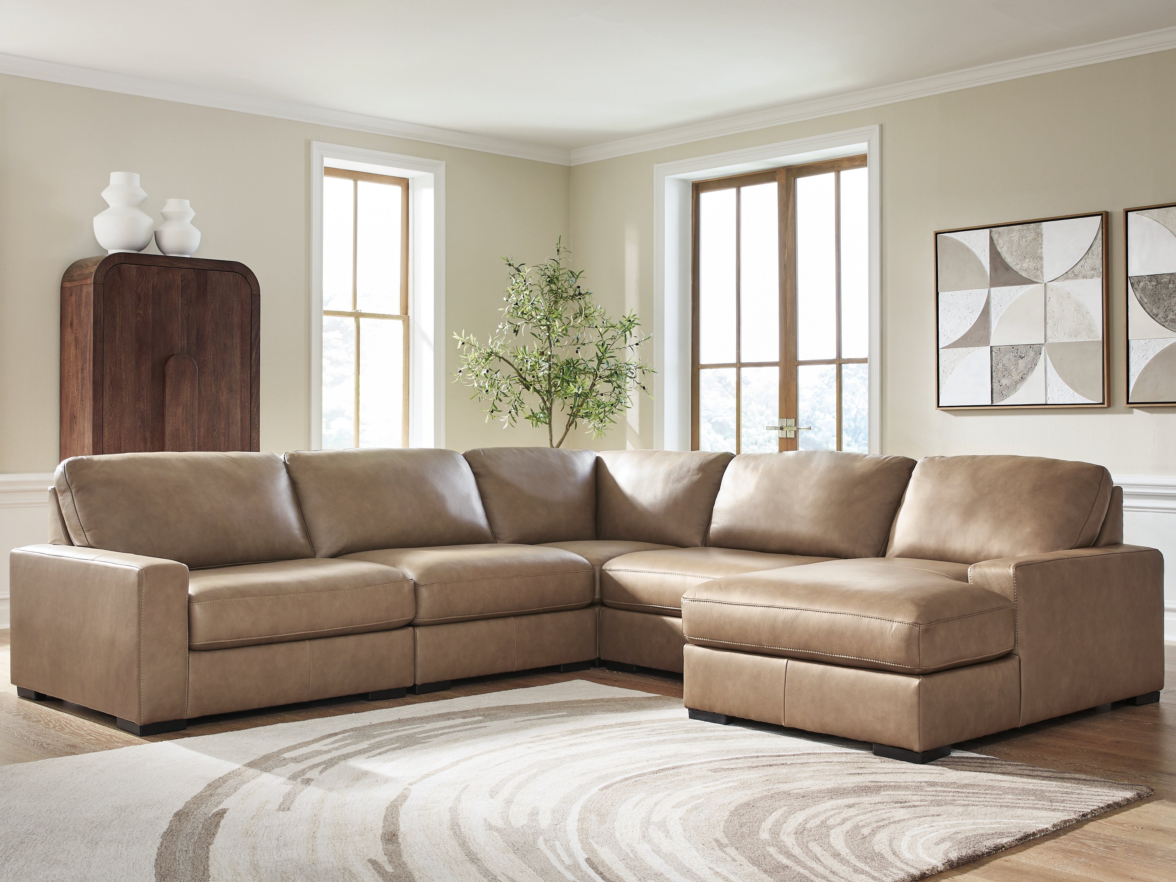 Leasing Furniture - Ashley Furniture - Veronella Sectional - RAF 5-Piece Sectional with Chaise - 76106S13