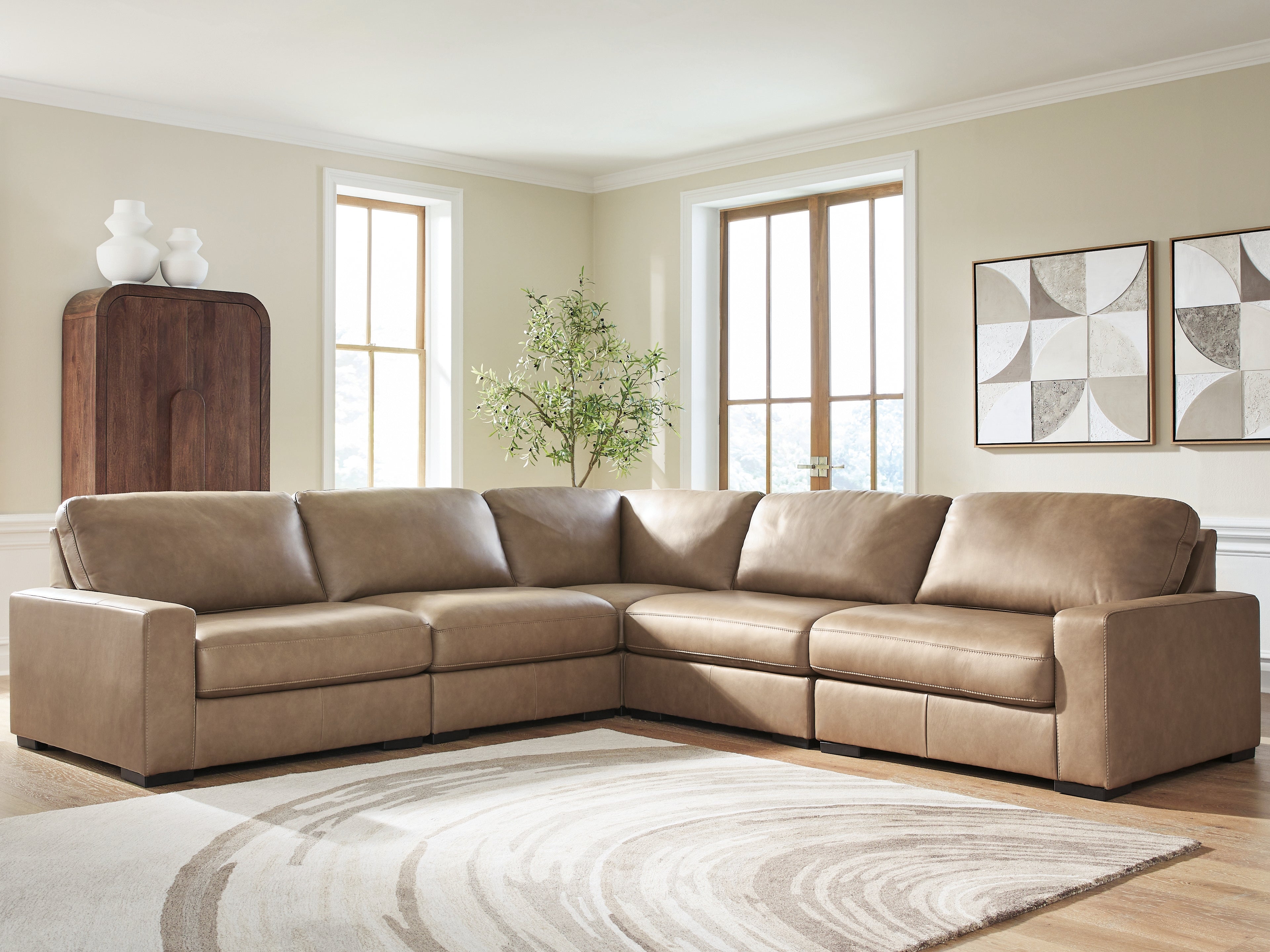Leasing Furniture - Ashley Furniture - Veronella Sectional - RAF 5-Piece Sectional / Sahara - 76106S17