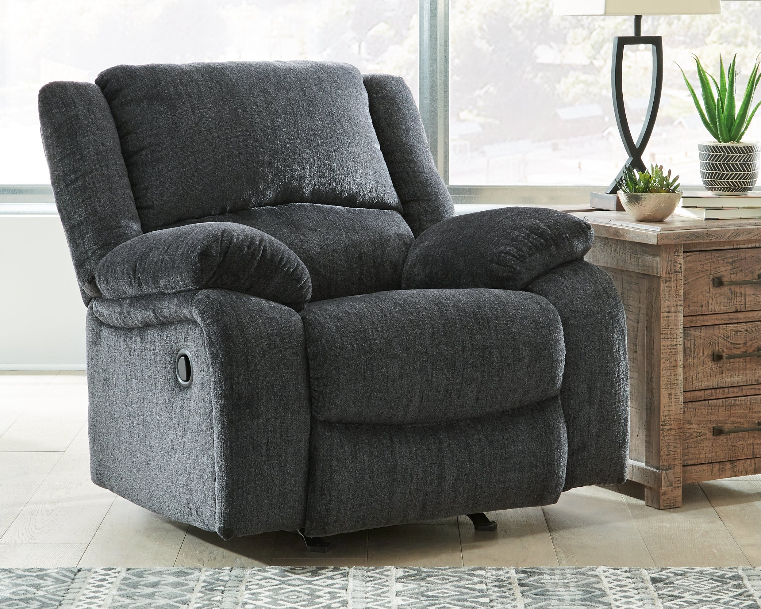 Leasing Furniture - Ashley Furniture - Draycoll Living Room - Rocker Recliner / Slate - 7650425