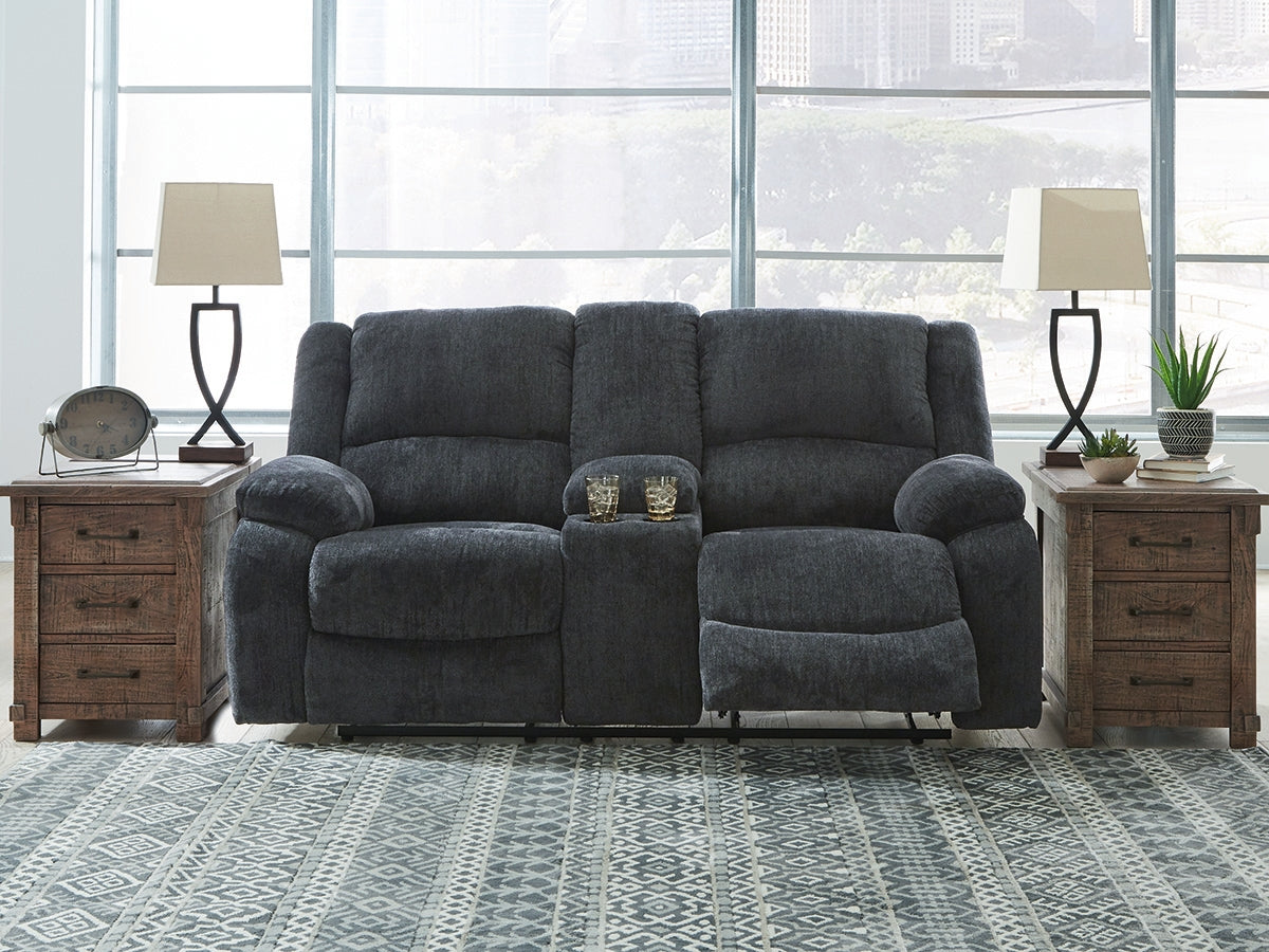 Leasing Furniture - Ashley Furniture - Draycoll Living Room - DBL Rec Loveseat w/Console / Slate - 7650494