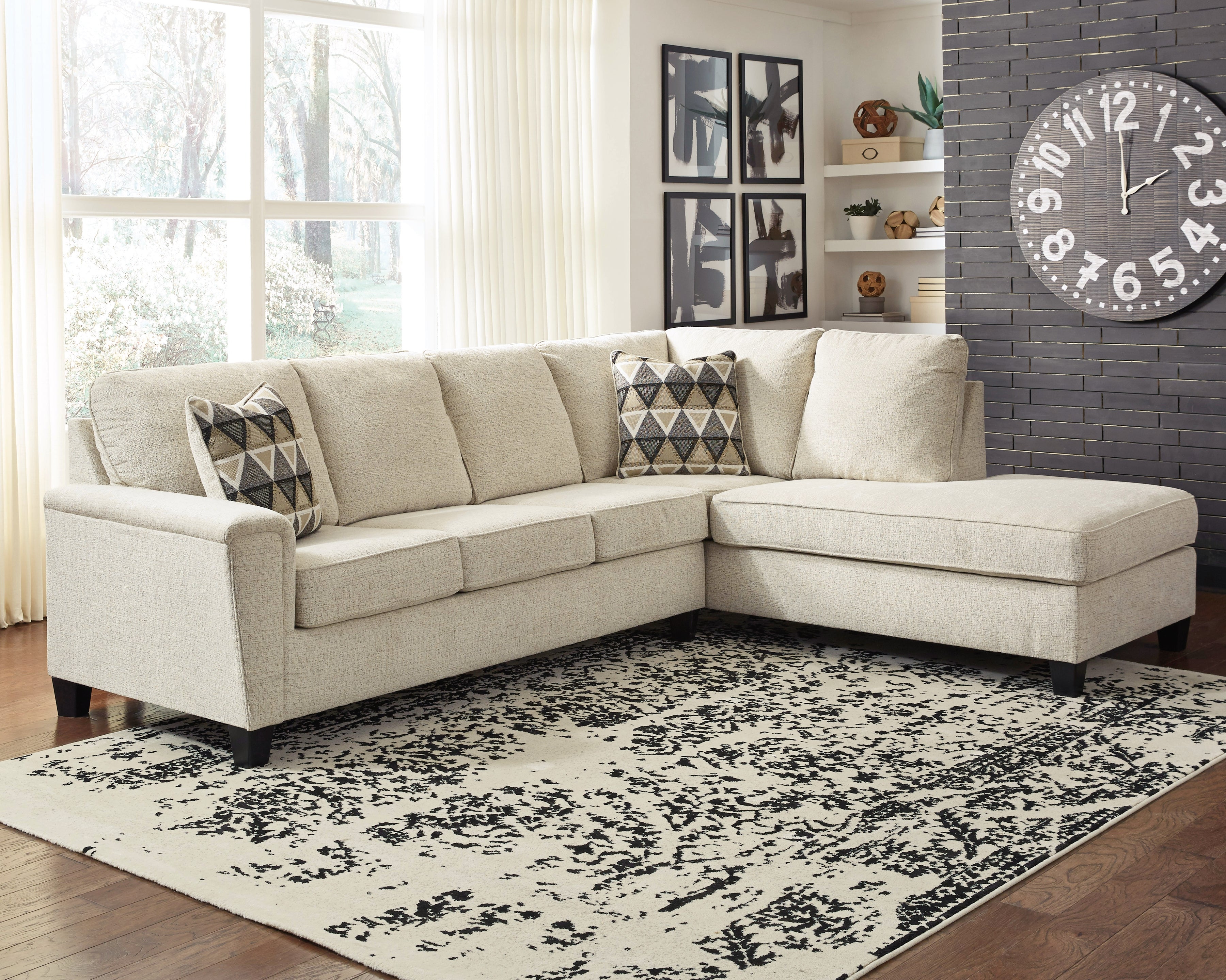 Leasing Furniture - Ashley Furniture - Abinger Sectional - LAF 2-Piece Sectional with Chaise / Natural - 83904S2