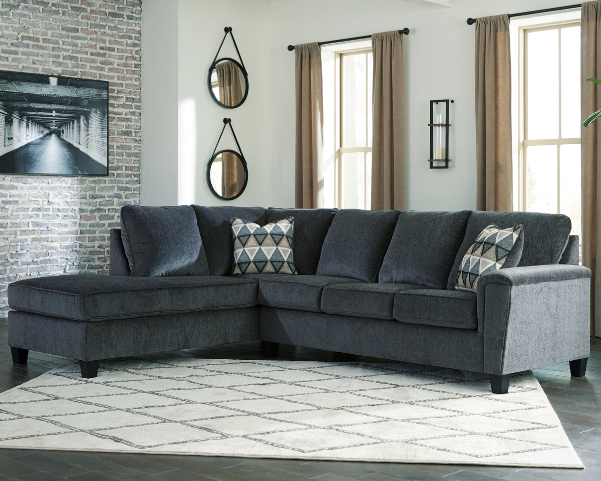 Leasing Furniture - Ashley Furniture - Abinger Sectional - RAF 2-Piece Sectional with Chaise / Smoke - 83905S1