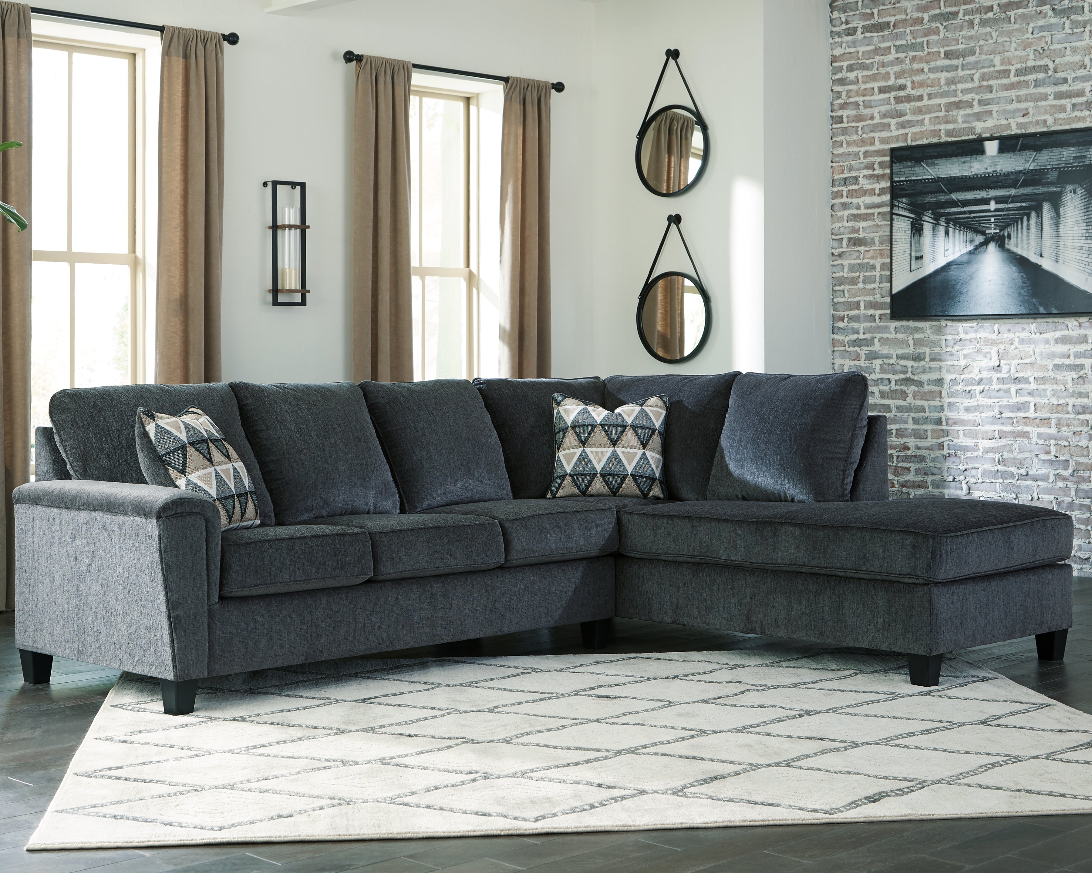 Leasing Furniture - Ashley Furniture - Abinger Sectional - LAF 2-Piece Sectional with Chaise / Smoke - 83905S2