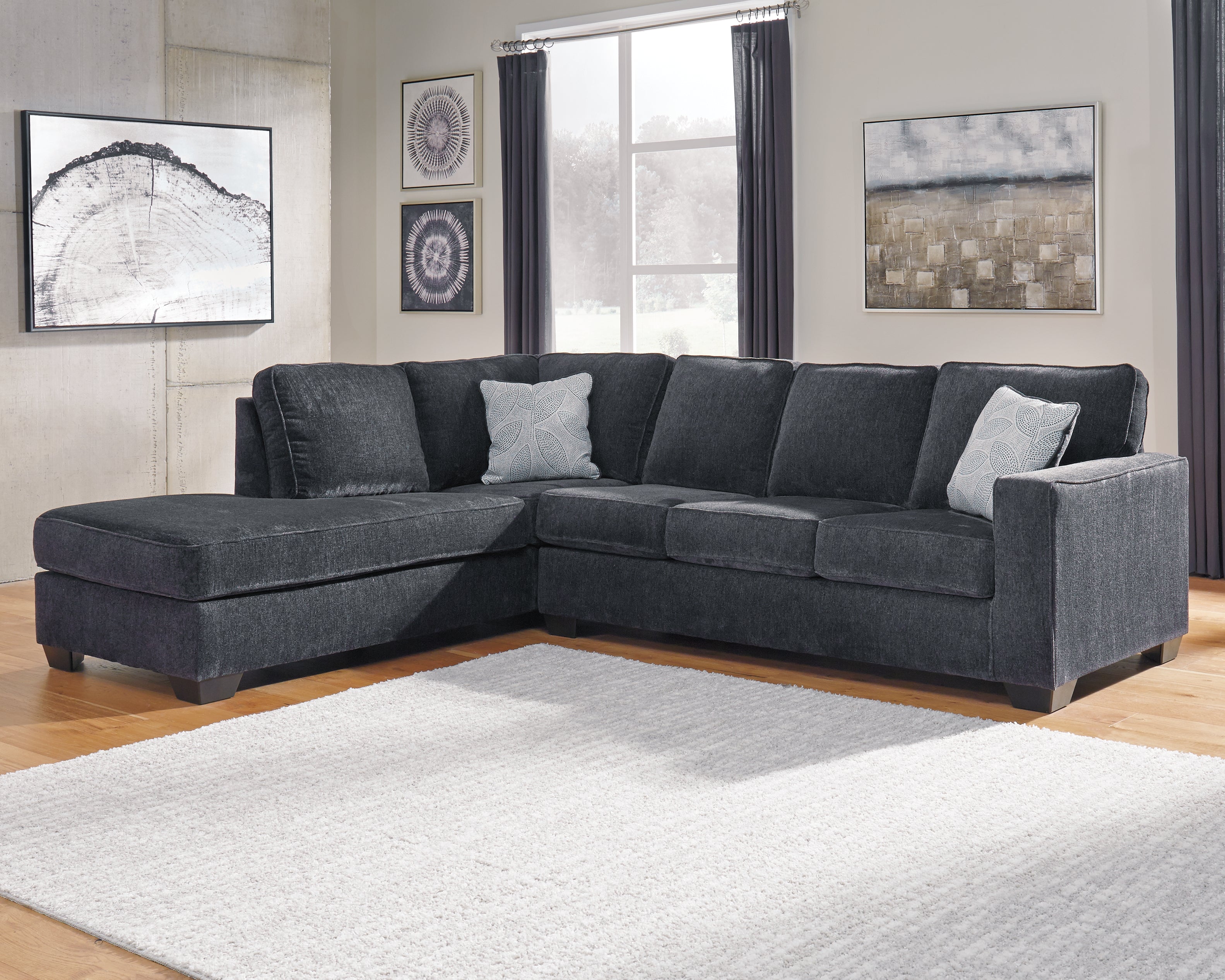 Leasing Furniture - Ashley Furniture - Altari Sectional - RAF 2-Piece Sectional with Chaise / Slate - 87213S1