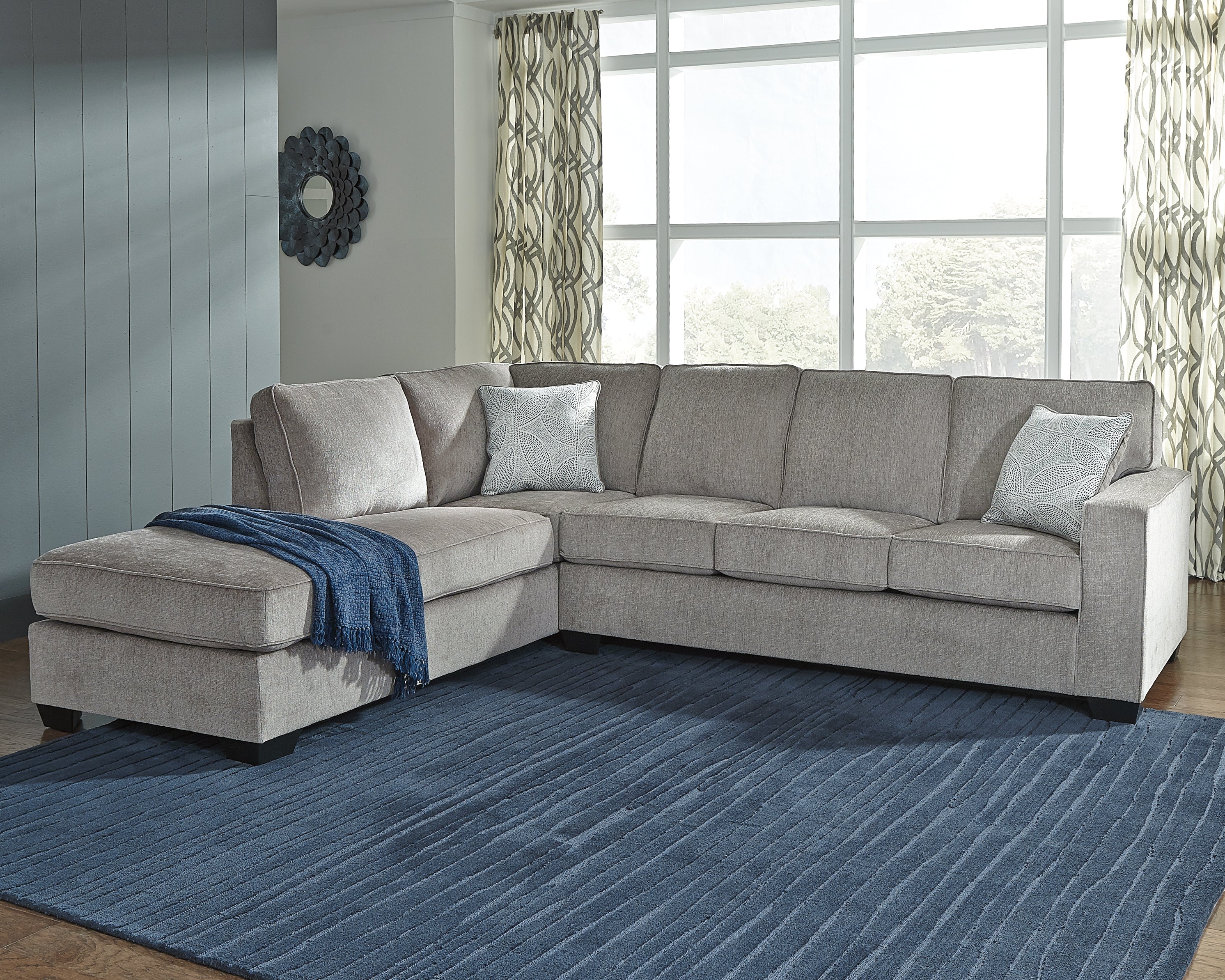 Leasing Furniture - Ashley Furniture - Altari Sectional - RAF 2-Piece Sectional with Chaise / Alloy - 87214S1