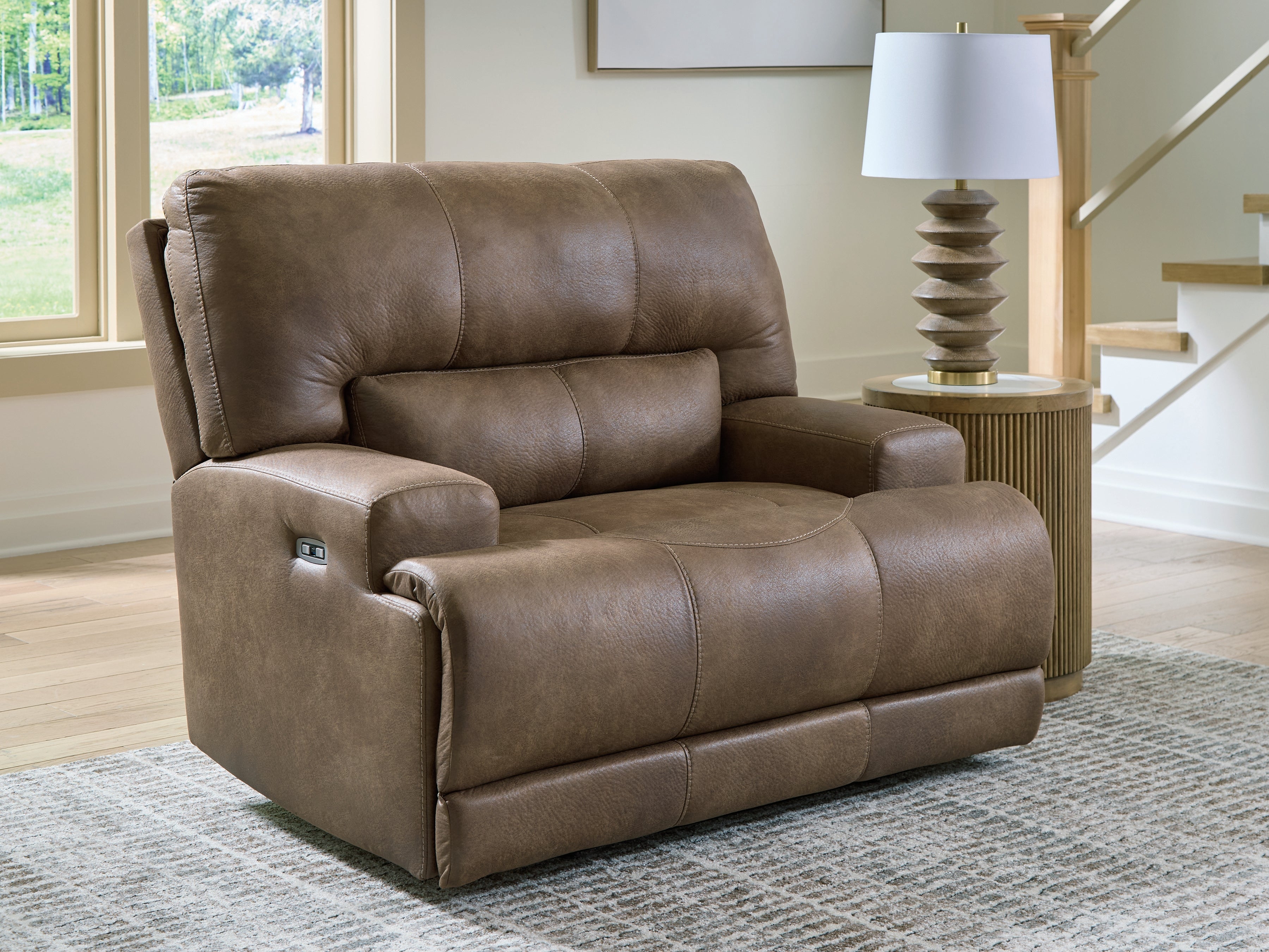 Leasing Furniture - Ashley Furniture - Beckley Place Living Room - PWR Recliner/ADJ Headrest / Earth - PC9180282