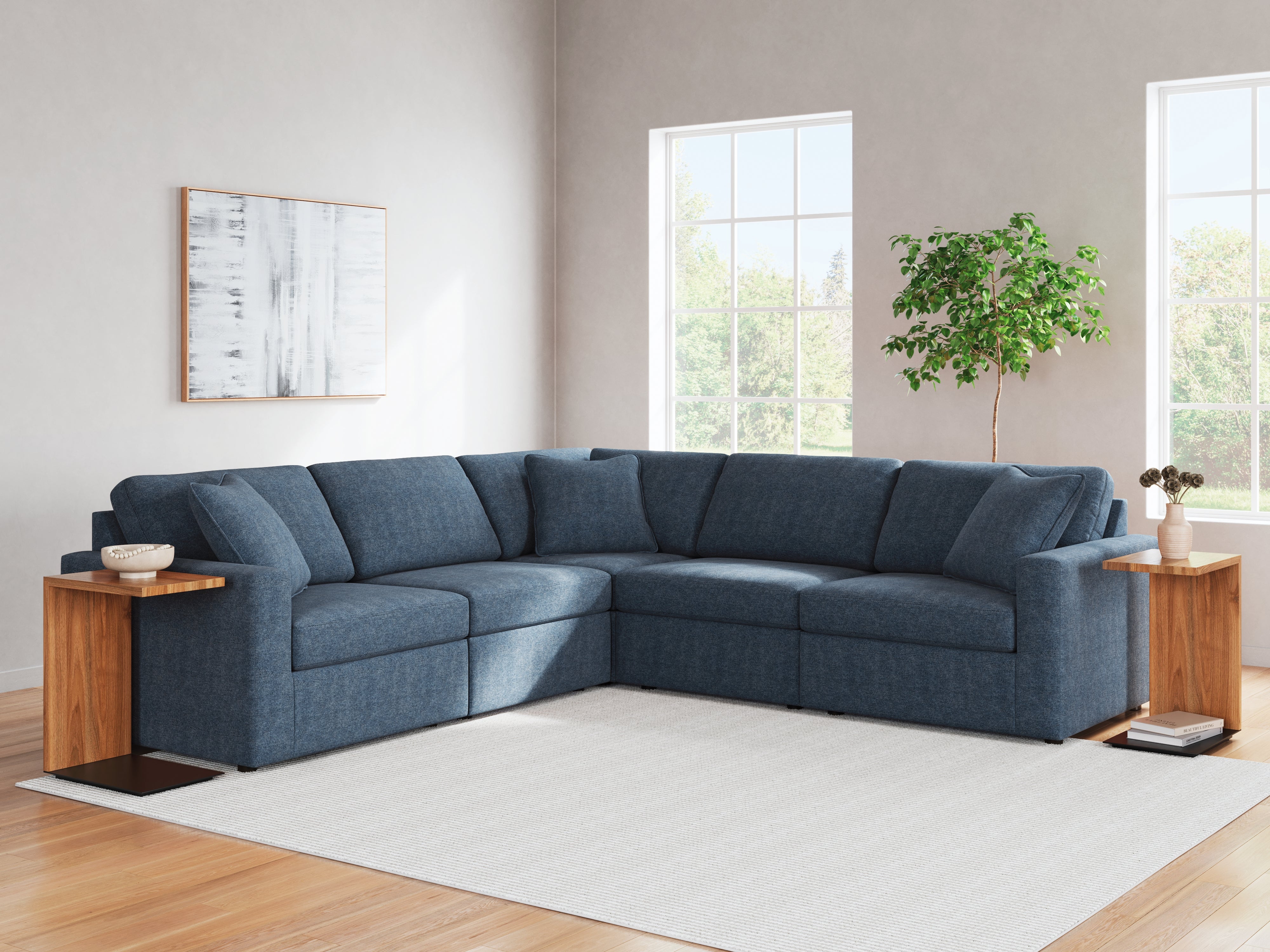 Leasing Furniture - Ashley Furniture - Modmax Sectional - RAF 5-Piece Sectional / Ink - 92101S6
