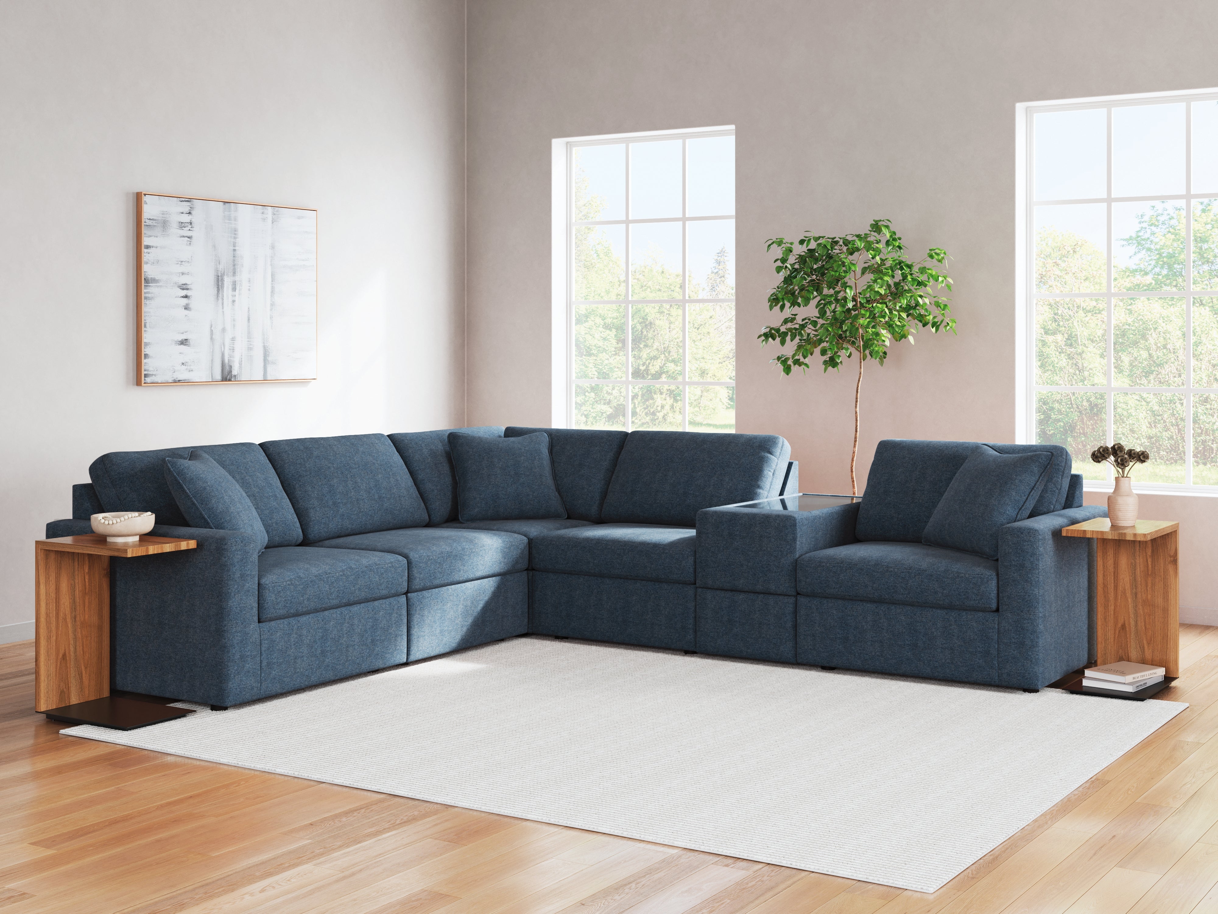 Leasing Furniture - Ashley Furniture - Modmax Sectional - RAF 6-Piece Sectional / Ink - 92101S7
