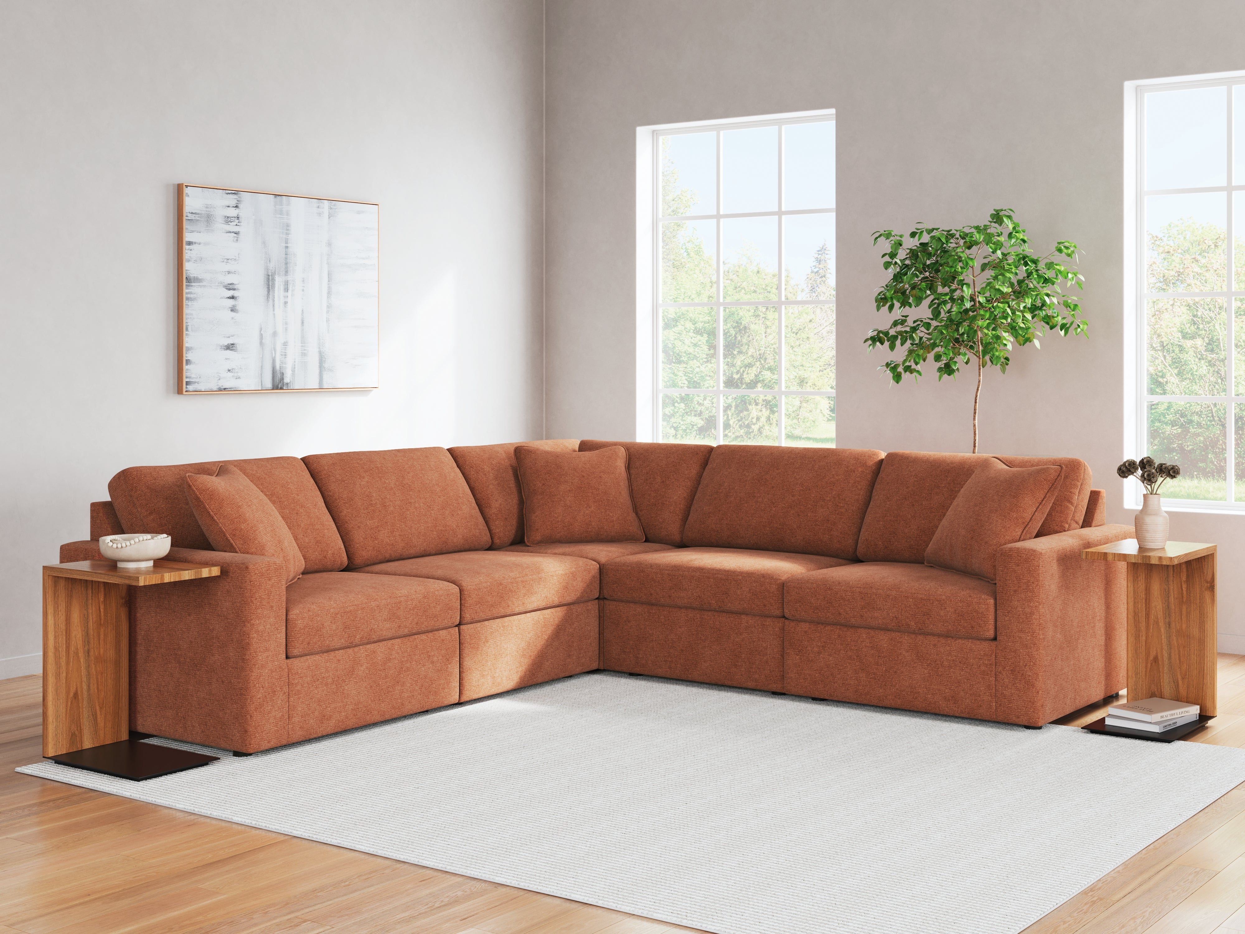 Leasing Furniture - Ashley Furniture - Modmax Sectional - RAF 5-Piece Sectional / Spice - 92102S6