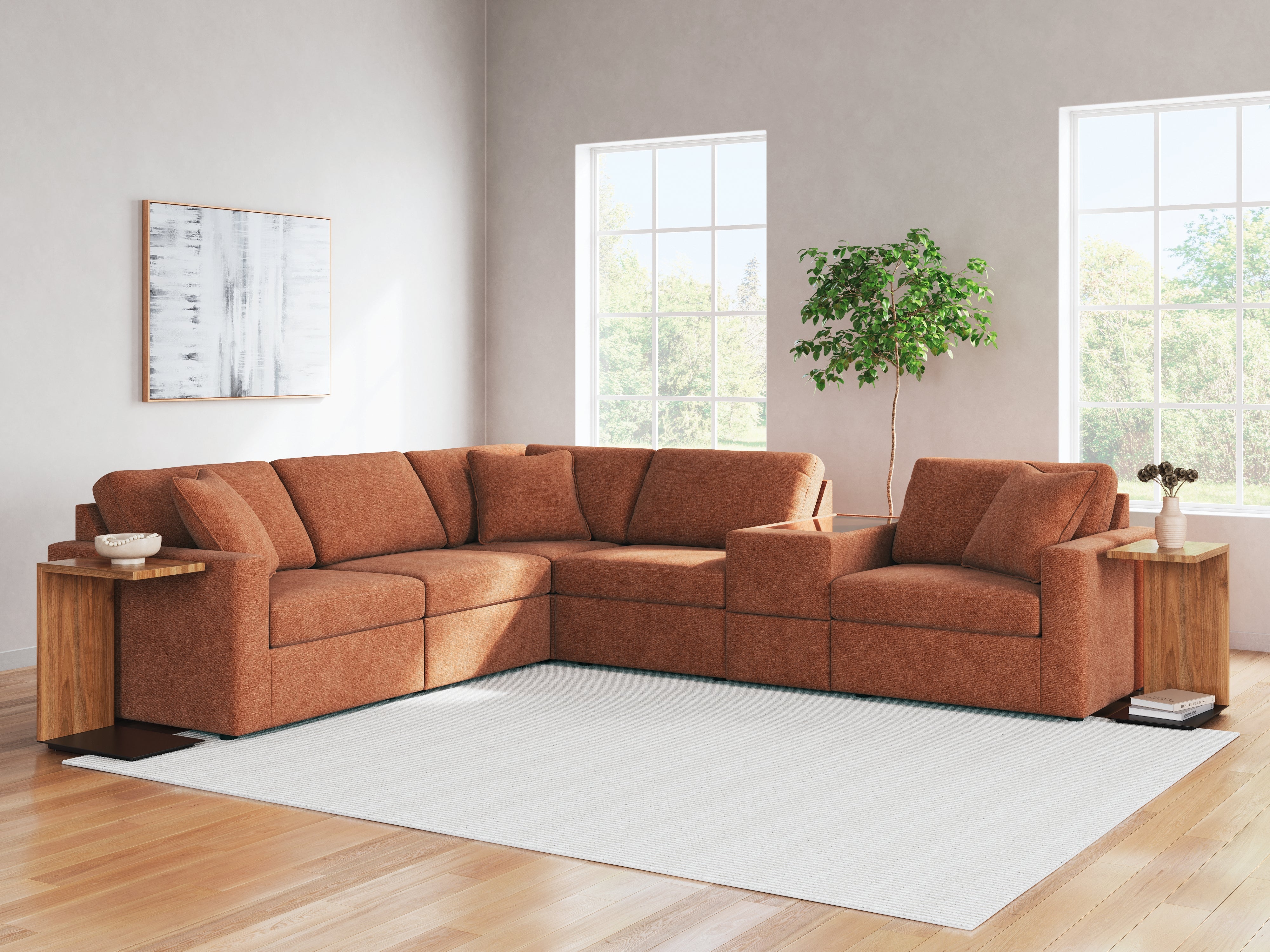 Leasing Furniture - Ashley Furniture - Modmax Sectional - RAF 6-Piece Sectional / Spice - 92102S7