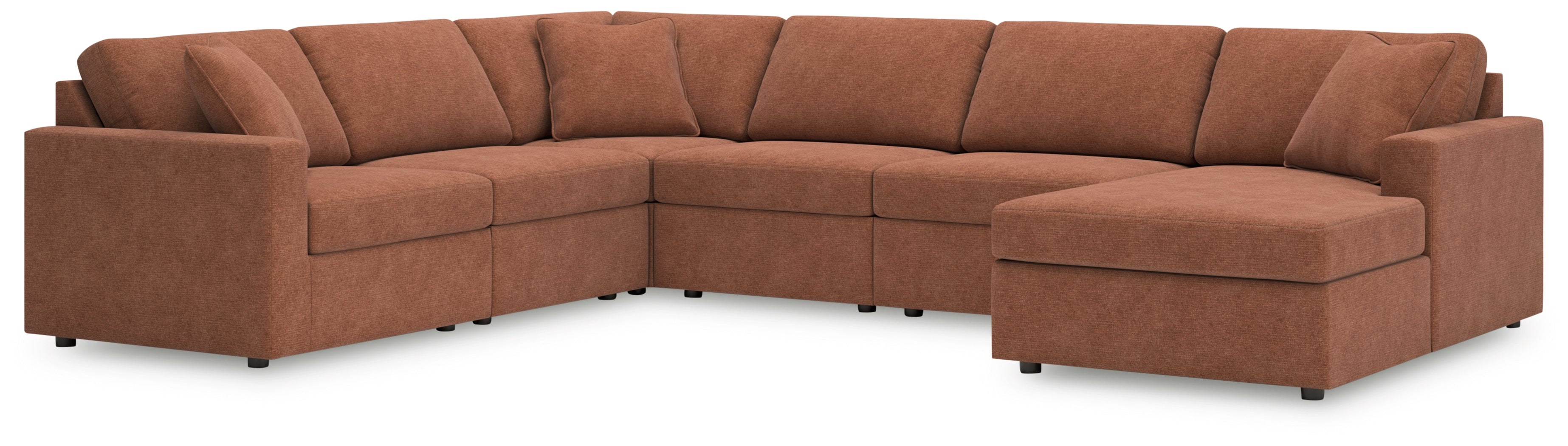 Leasing Furniture - Ashley Furniture - Modmax Sectional - RAF 6-Piece Sectional with Chaise / Spice - 92102S46