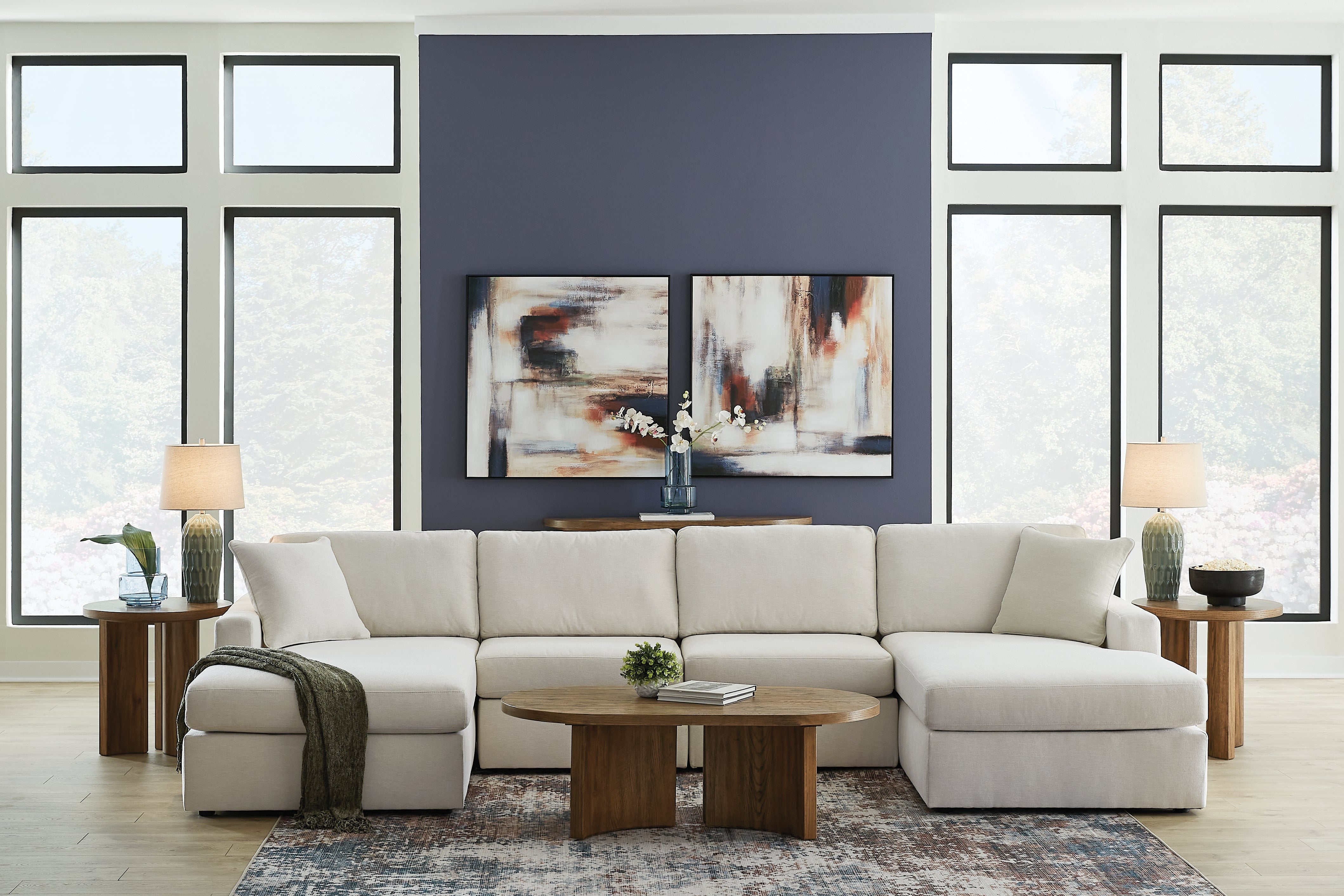 Leasing Furniture - Ashley Furniture - Modmax Sectional - RAF 4-Piece Sectional with Chaise / Oyster - 92103S19