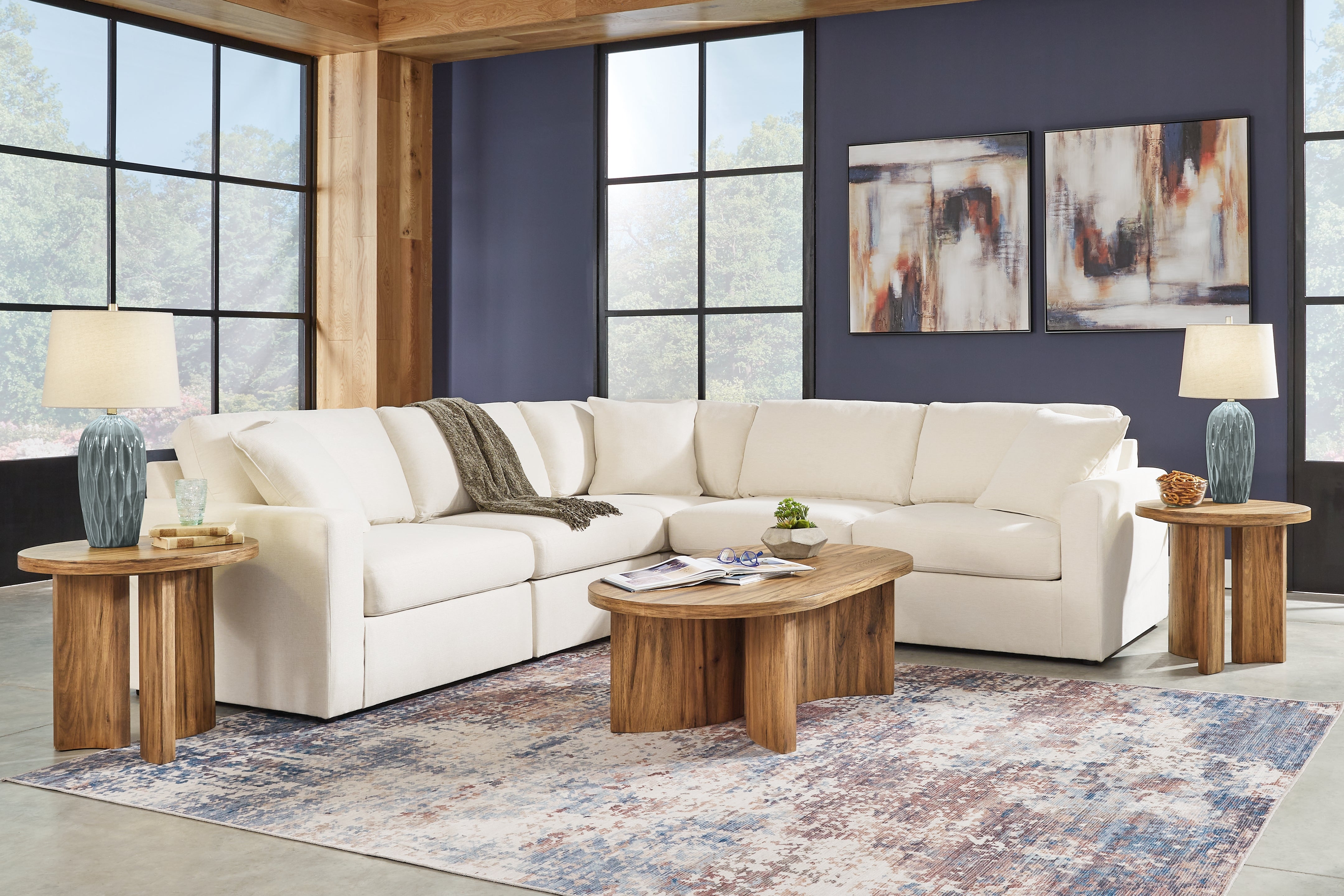 Leasing Furniture - Ashley Furniture - Modmax Sectional - RAF 7-Piece Sectional with Audio Console / Ink - 92121S75