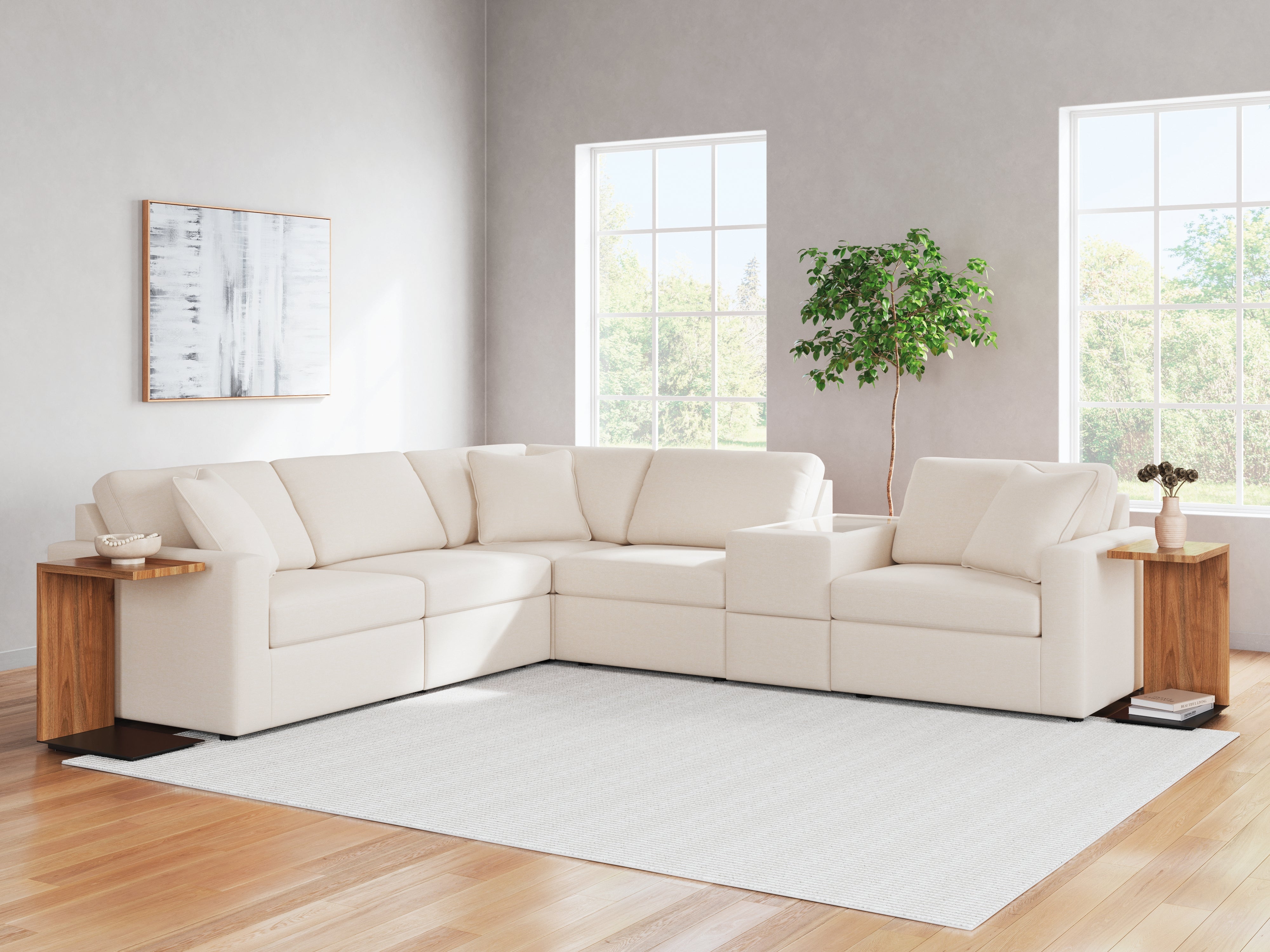 Leasing Furniture - Ashley Furniture - Modmax Sectional - RAF 6-Piece Sectional / Oyster - 92103S7