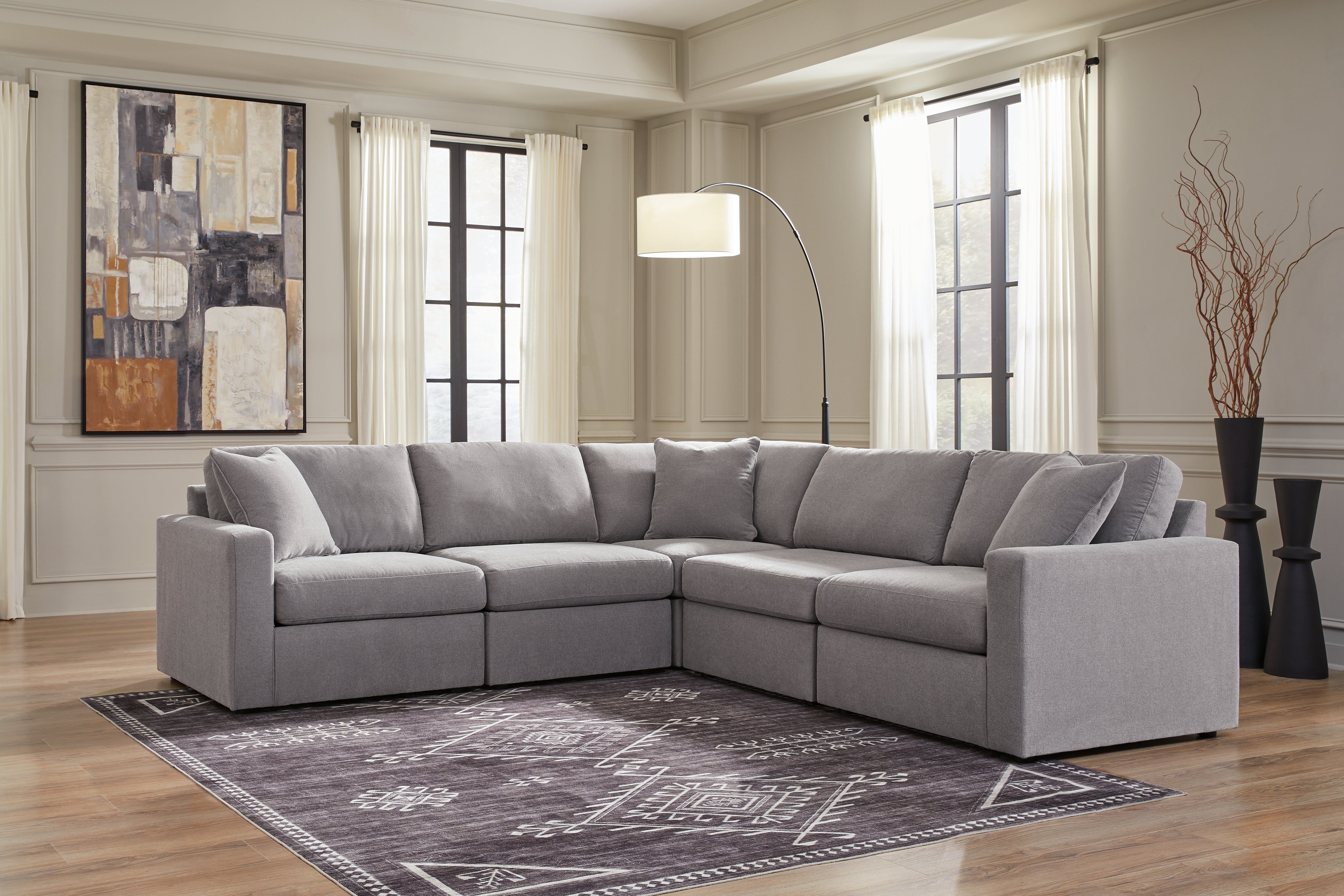 Leasing Furniture - Ashley Furniture - Modmax Sectional - RAF 5-Piece Sectional / Granite - 92104S6