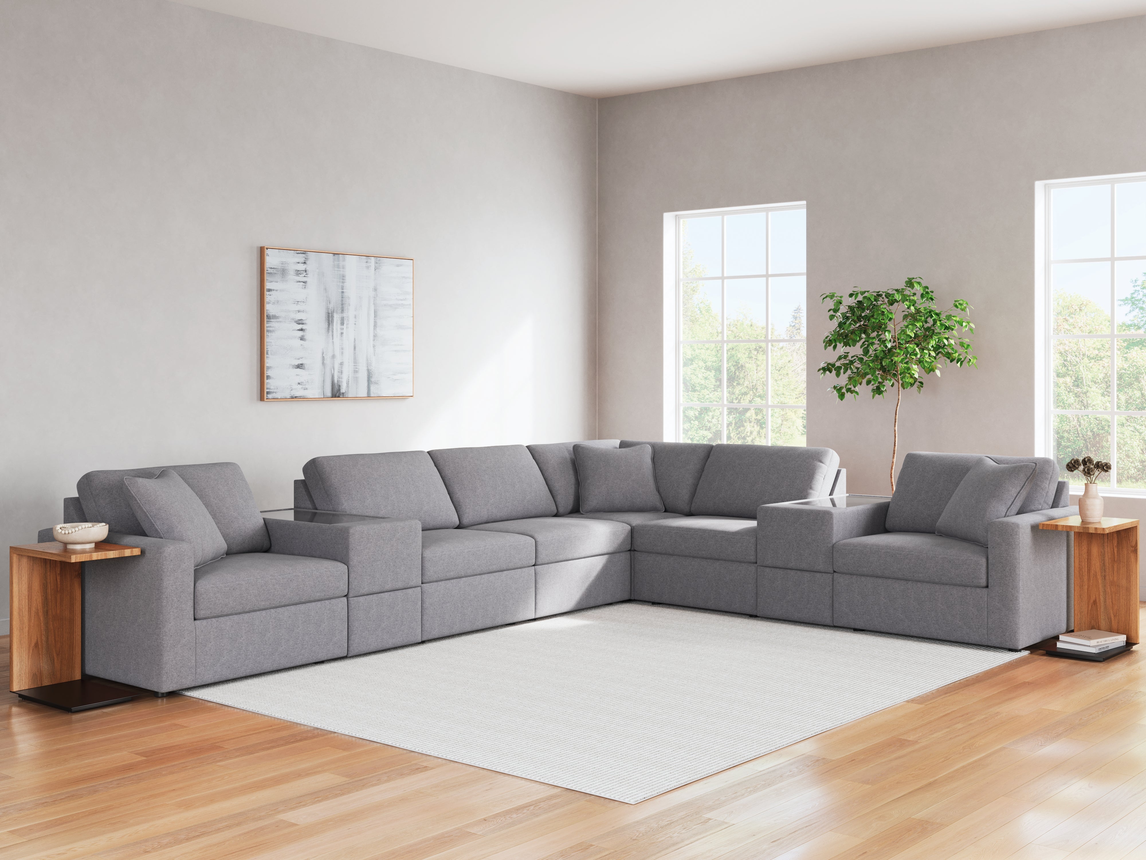 Leasing Furniture - Ashley Furniture - Modmax Sectional - RAF 8-Piece Sectional / Granite - 92104S11