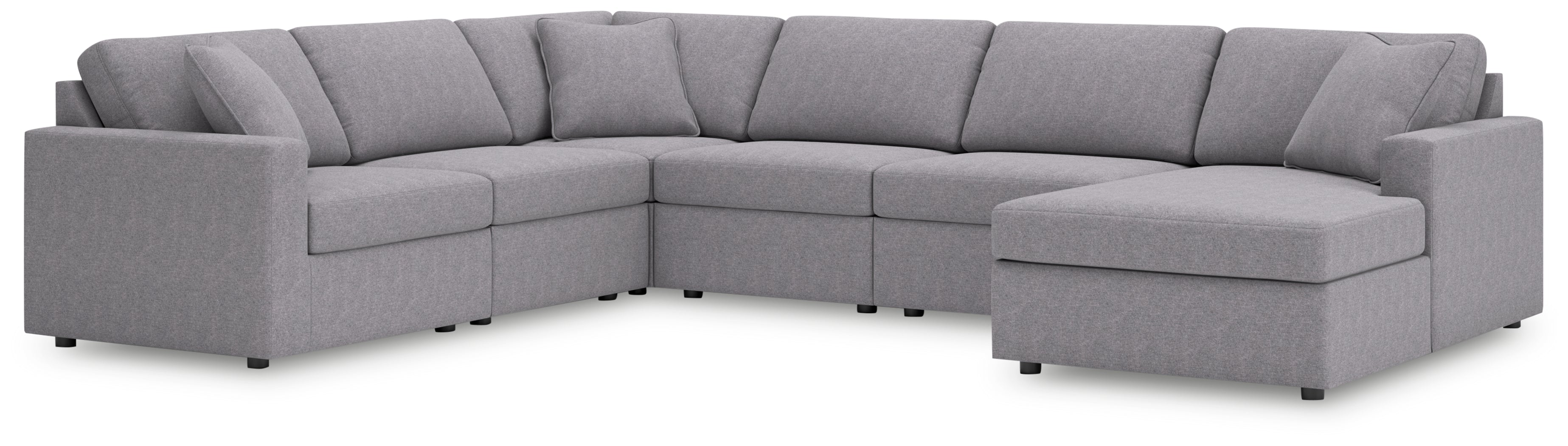 Leasing Furniture - Ashley Furniture - Modmax Sectional - RAF 6-Piece Sectional with Chaise / Granite - 92104S46