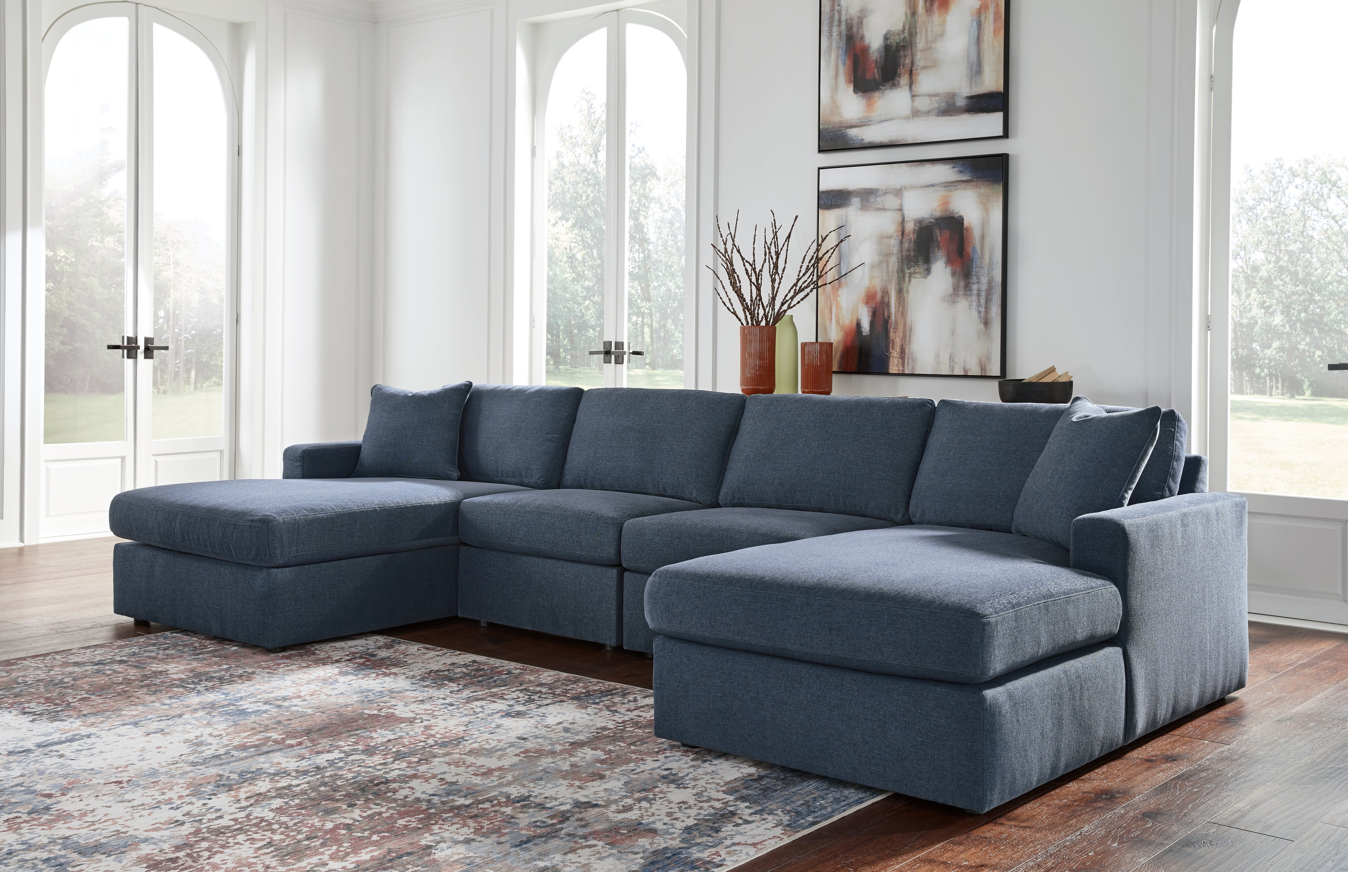 Leasing Furniture - Ashley Furniture - Modmax Sectional - RAF 4-Piece Sectional with Chaise / Ink - 92121S19