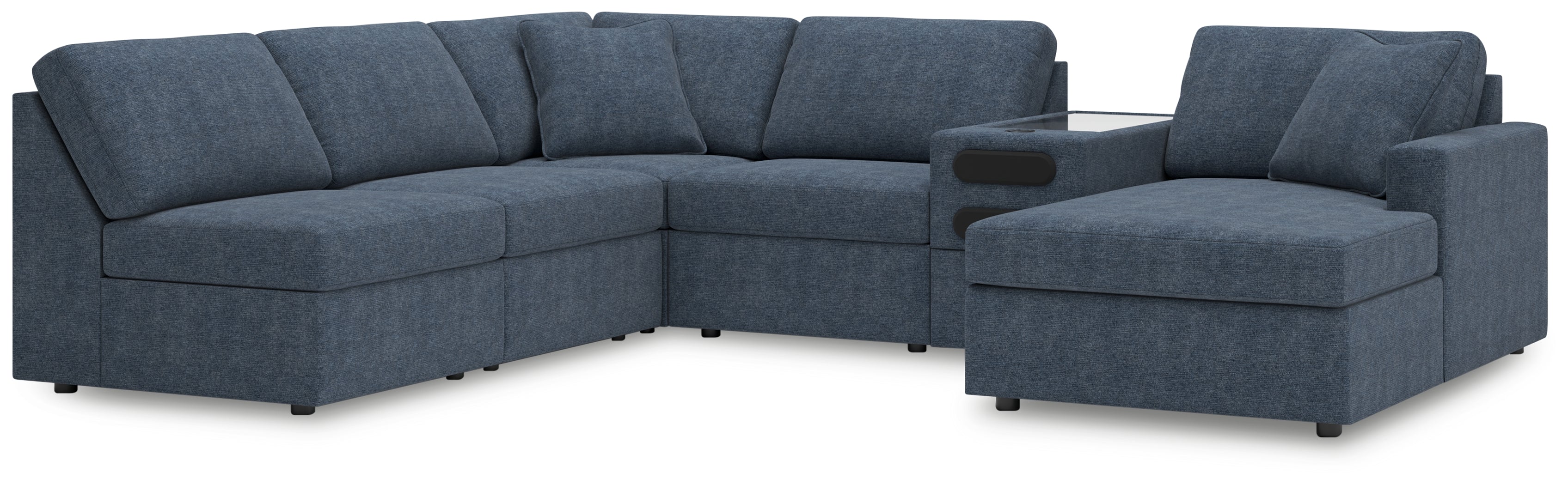 Leasing Furniture - Ashley Furniture - Modmax Sectional - 6-Piece Sectional with Chaise and Audio Console / Ink - 92121S25