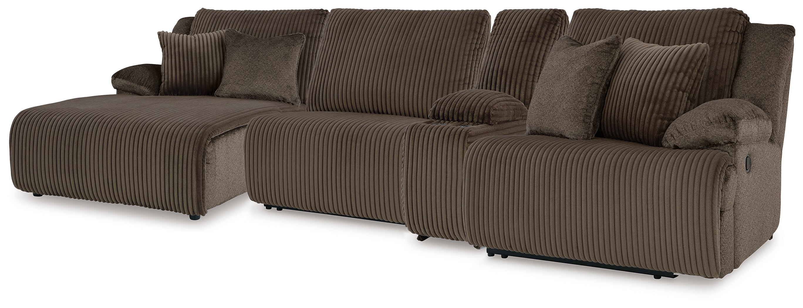 Leasing Furniture - Ashley Furniture - Top Tier Sectional - 4-Piece Reclining Sectional with Chaise / Chocolate - 92705S12