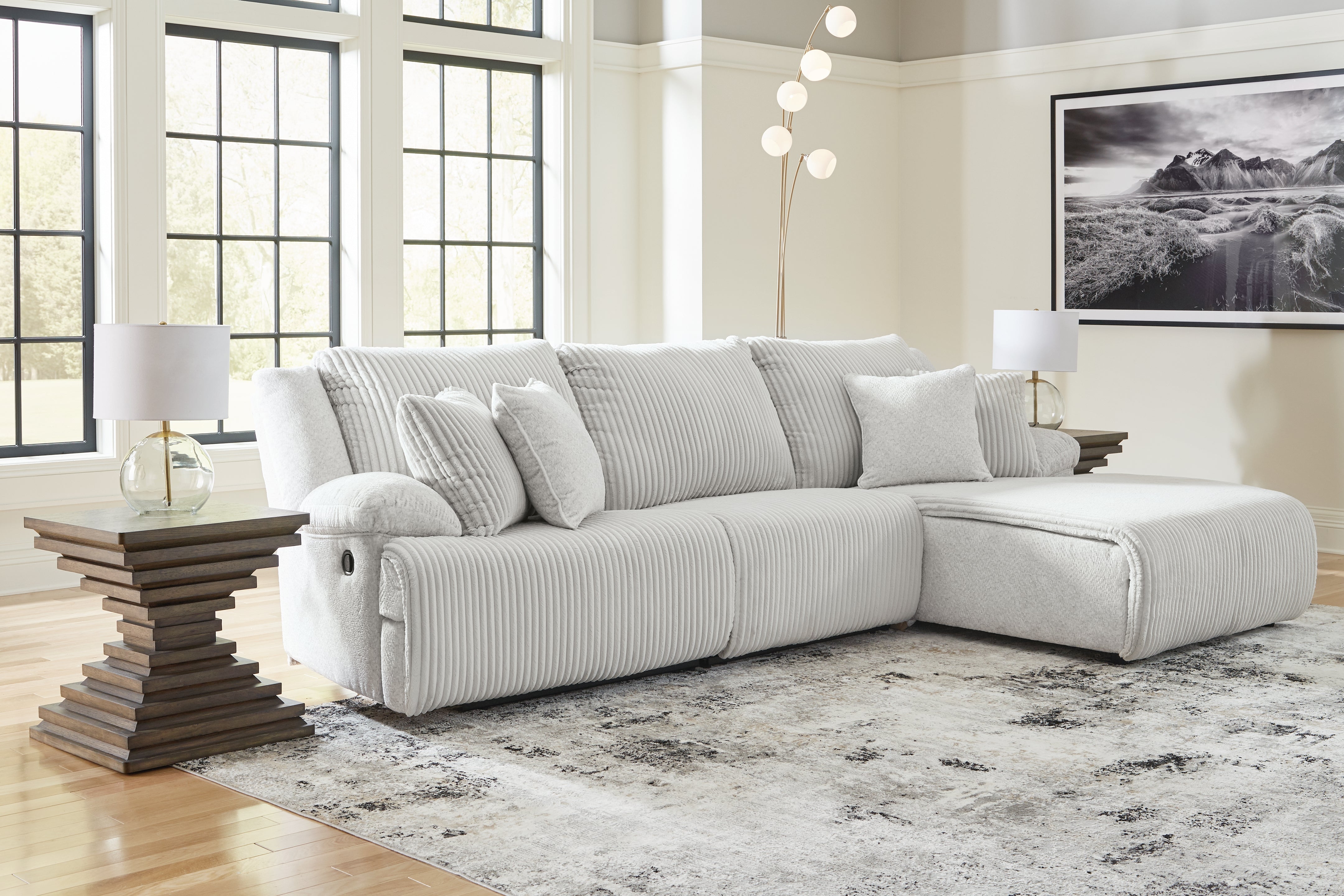 Leasing Furniture - Ashley Furniture - Top Tier Sectional - 3-Piece Sectional Sofa Chaise / Alloy - 92706S6