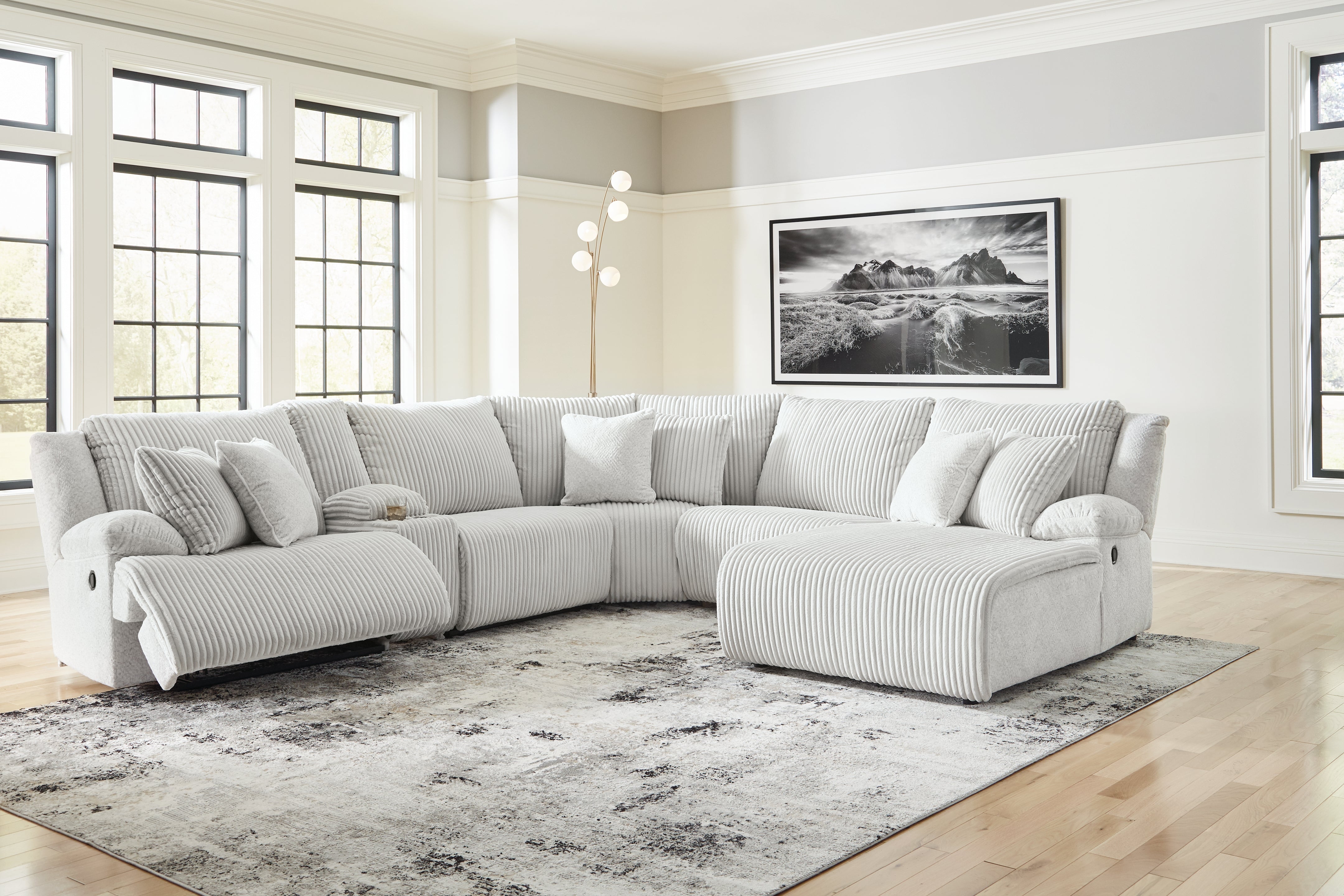 Leasing Furniture - Ashley Furniture - Top Tier Sectional - 6-Piece Reclining Sectional with Chaise / Alloy - 92706S1
