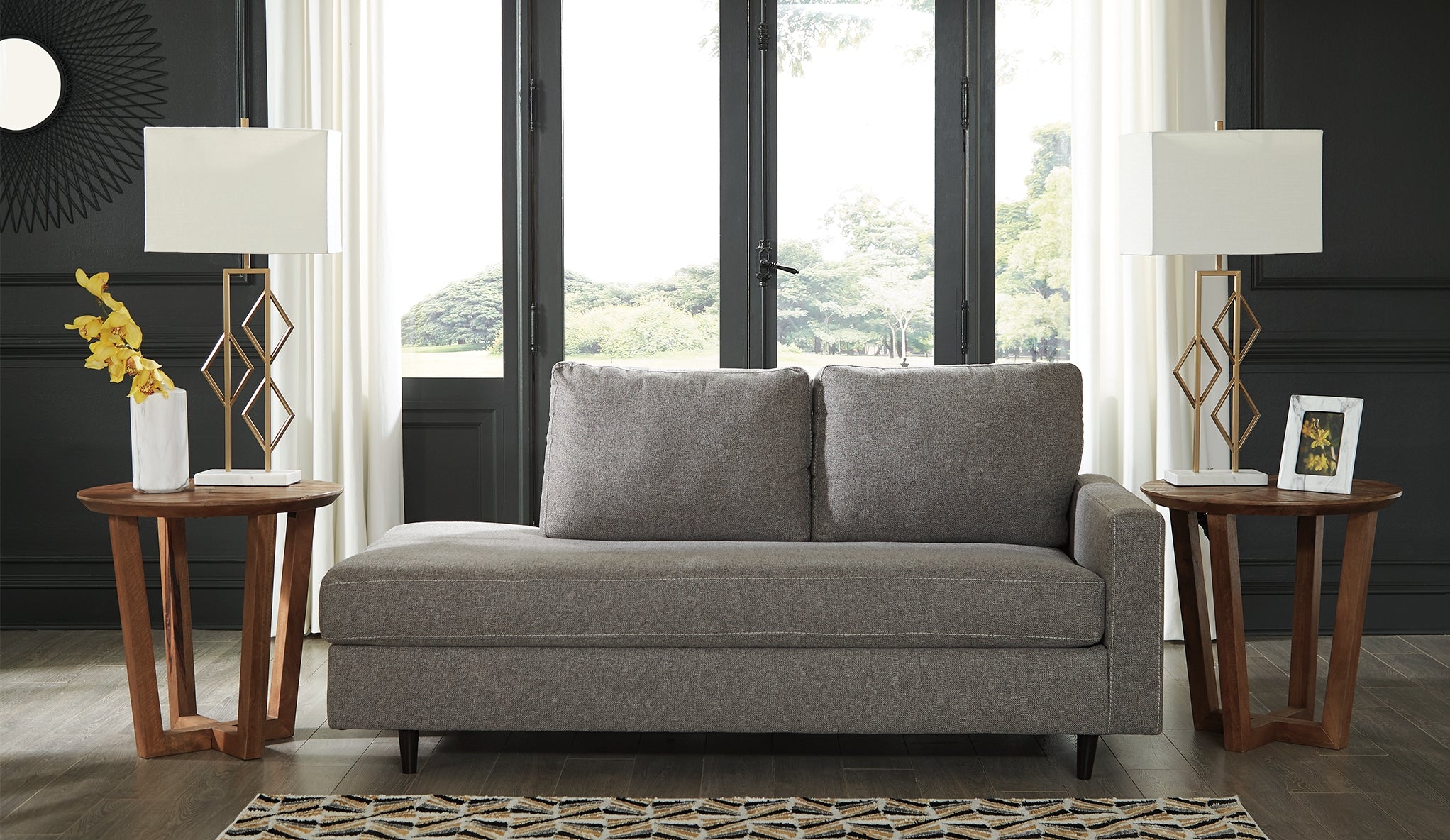 Leasing Furniture - Ashley Furniture - Lyman Living Room - RAF Corner Chaise / Graphite - 9330317