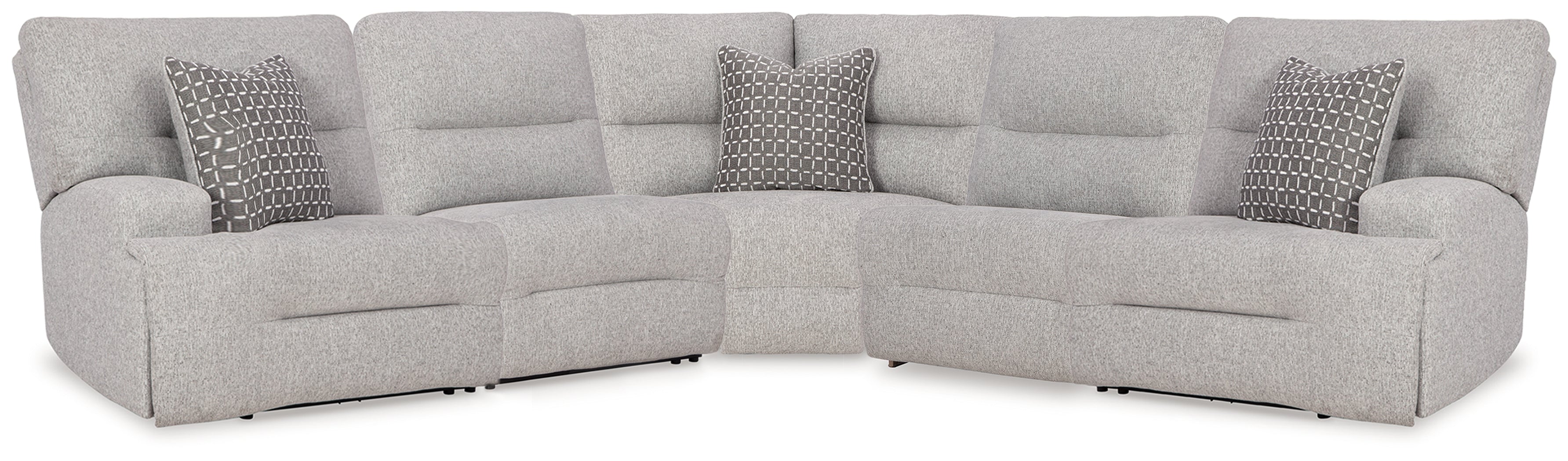 Leasing Furniture - Ashley Furniture - Acklen Place Sectional - 5-Piece Power Reclining Sectional / Pewter - 93605S3