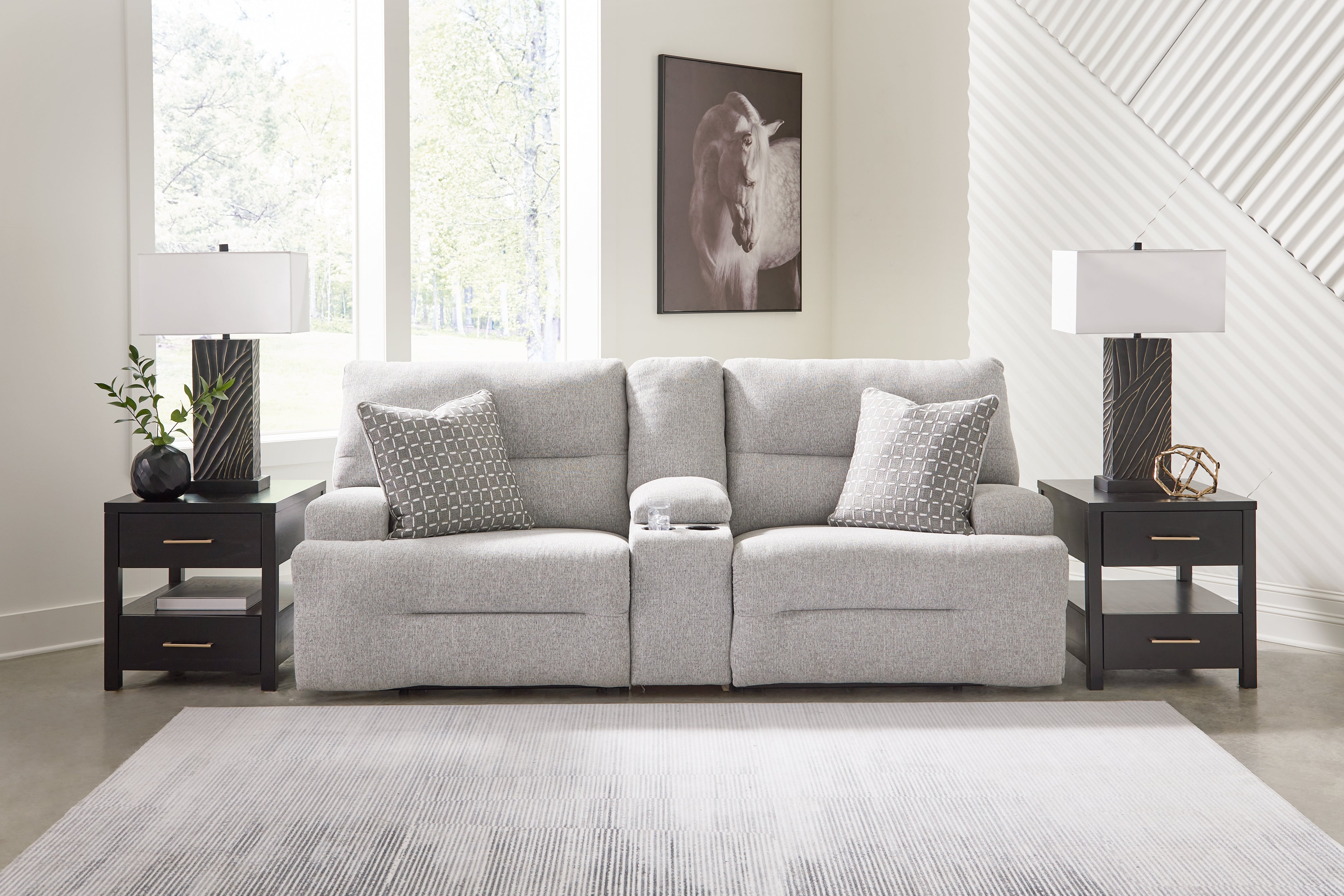 Leasing Furniture - Ashley Furniture - Acklen Place Sectional - 3-Piece Sectional / Pewter - 93605S10