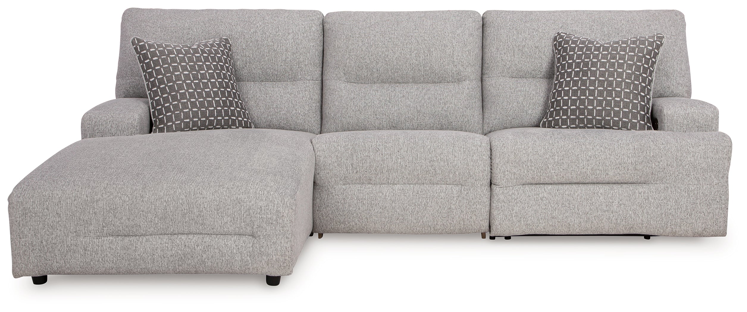 Leasing Furniture - Ashley Furniture - Acklen Place Sectional - 3-Piece Power Reclining Sectional / Pewter - 93605S7