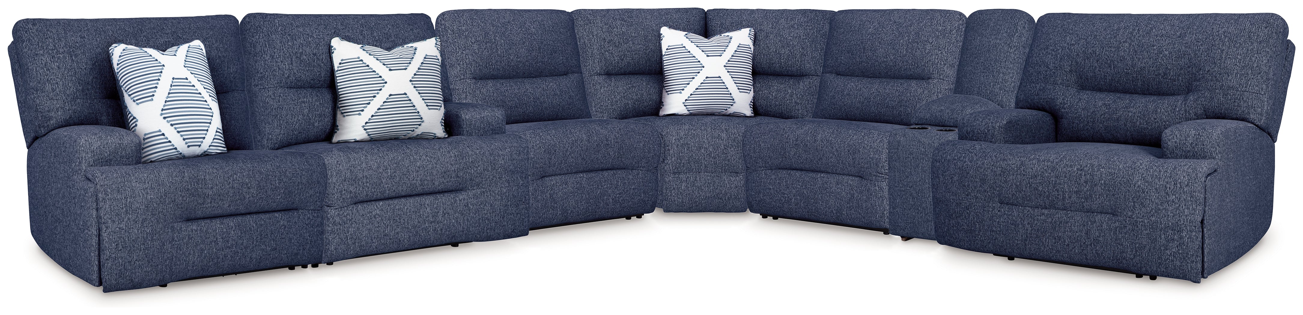 Leasing Furniture - Ashley Furniture - Acklen Place Sectional - 7-Piece Power Reclining Sectional / Navy - 93607S8
