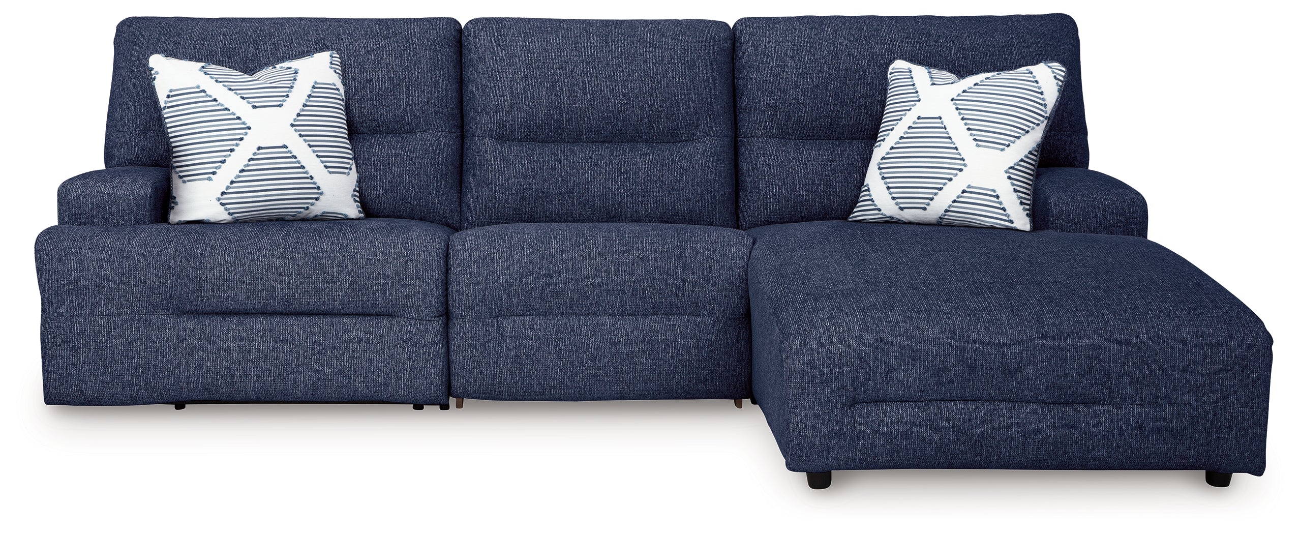 Leasing Furniture - Ashley Furniture - Acklen Place Sectional - 3-Piece Power Reclining Sectional / Navy - 93607S6