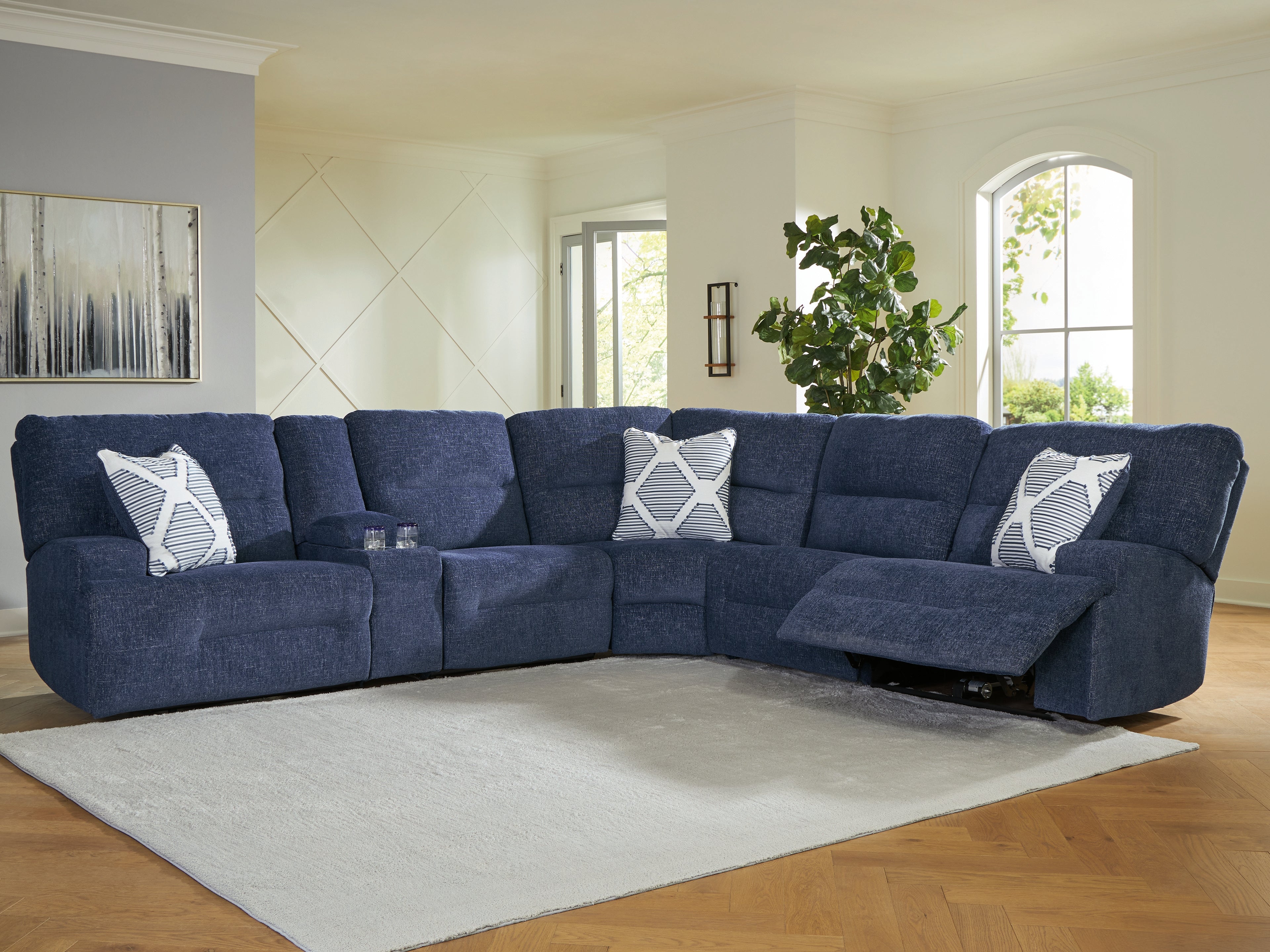 Leasing Furniture - Ashley Furniture - Acklen Place Sectional - 6-Piece Power Reclining Sectional / Navy - 93607S15