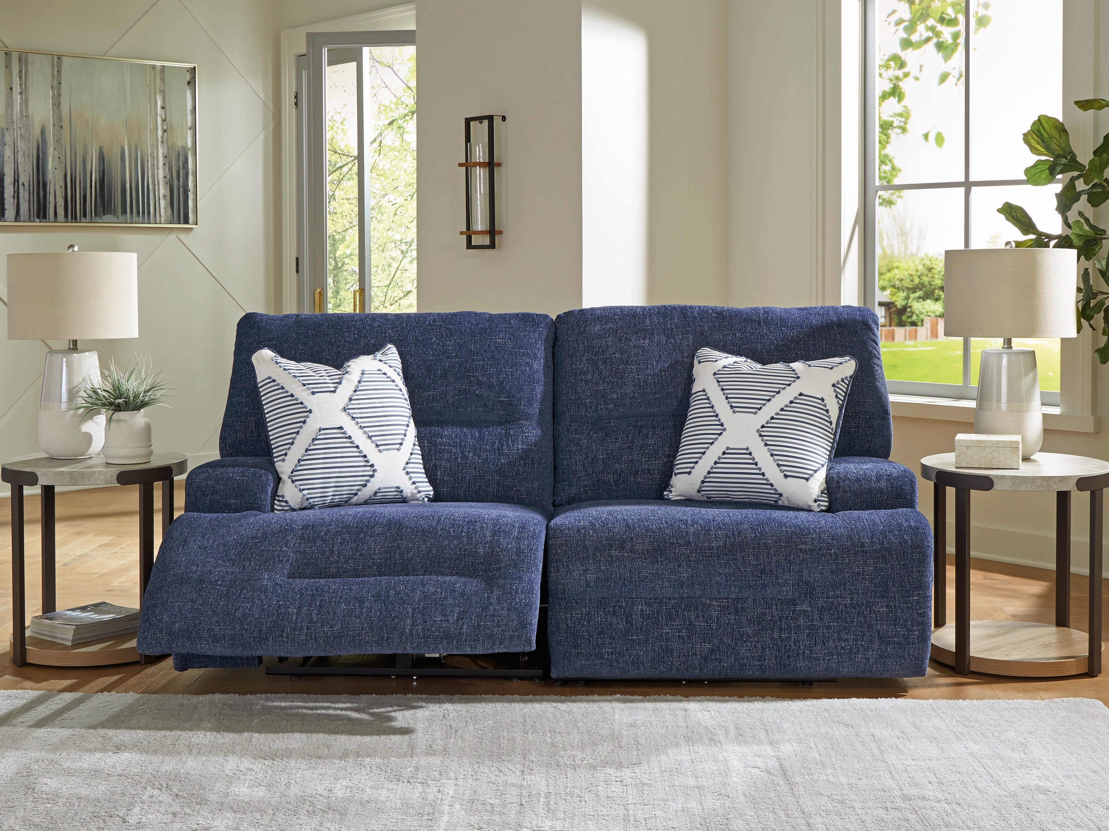 Leasing Furniture - Ashley Furniture - Acklen Place Sectional - 2-Piece Power Reclining Sectional / Navy - 93607S16