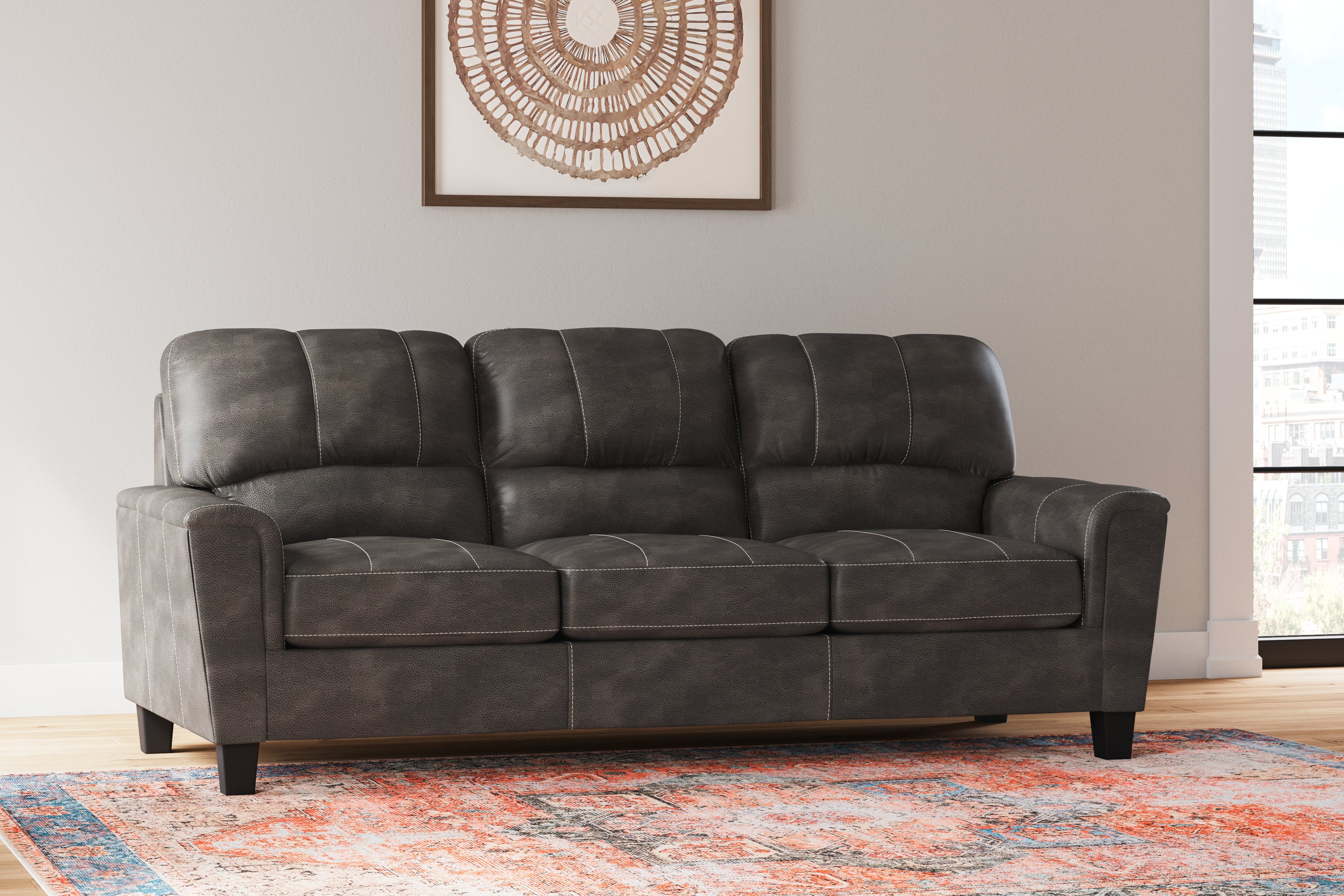 Leasing Furniture - Ashley Furniture - Navi Living Room - Sofa / Smoke - 9400238