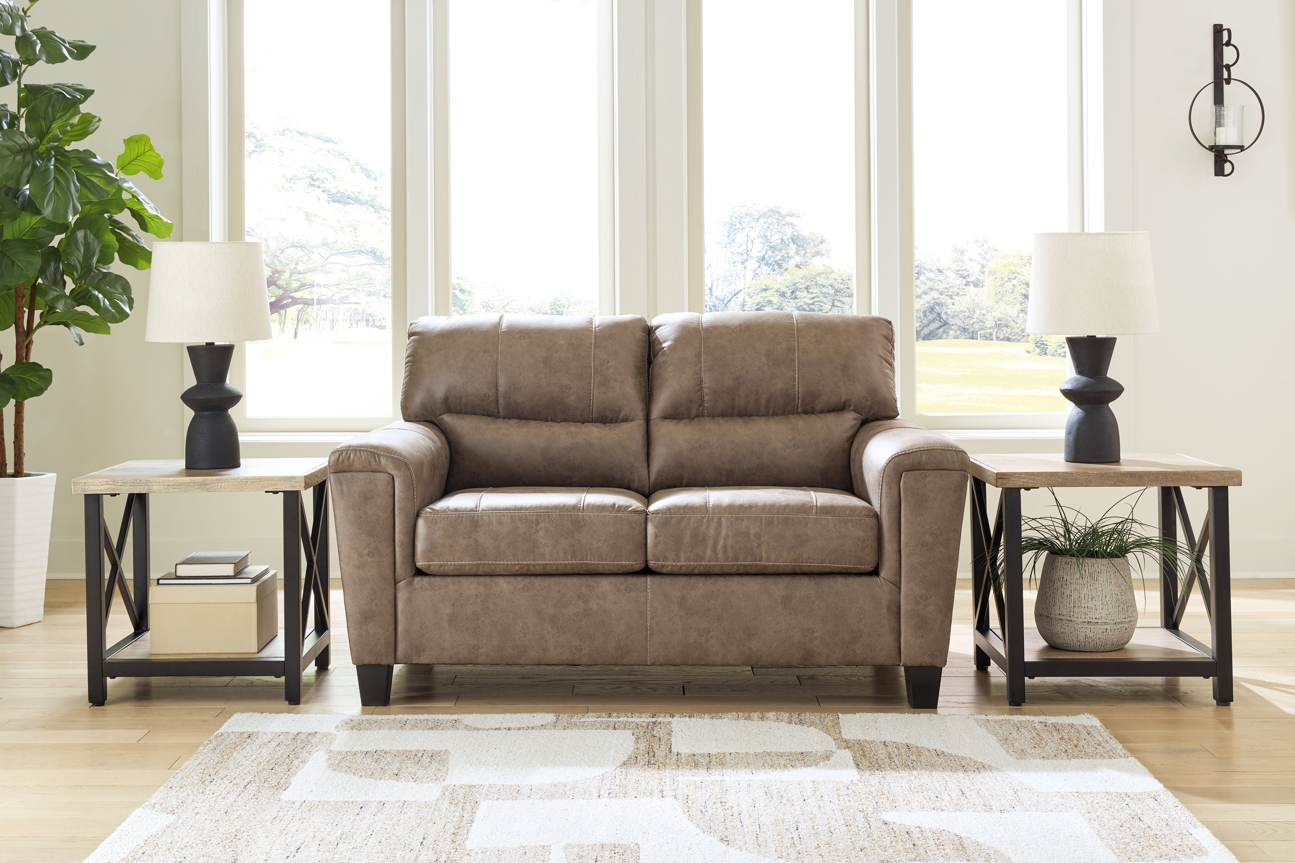Leasing Furniture - Ashley Furniture - Navi Living Room - Loveseat / Fossil - 9400435
