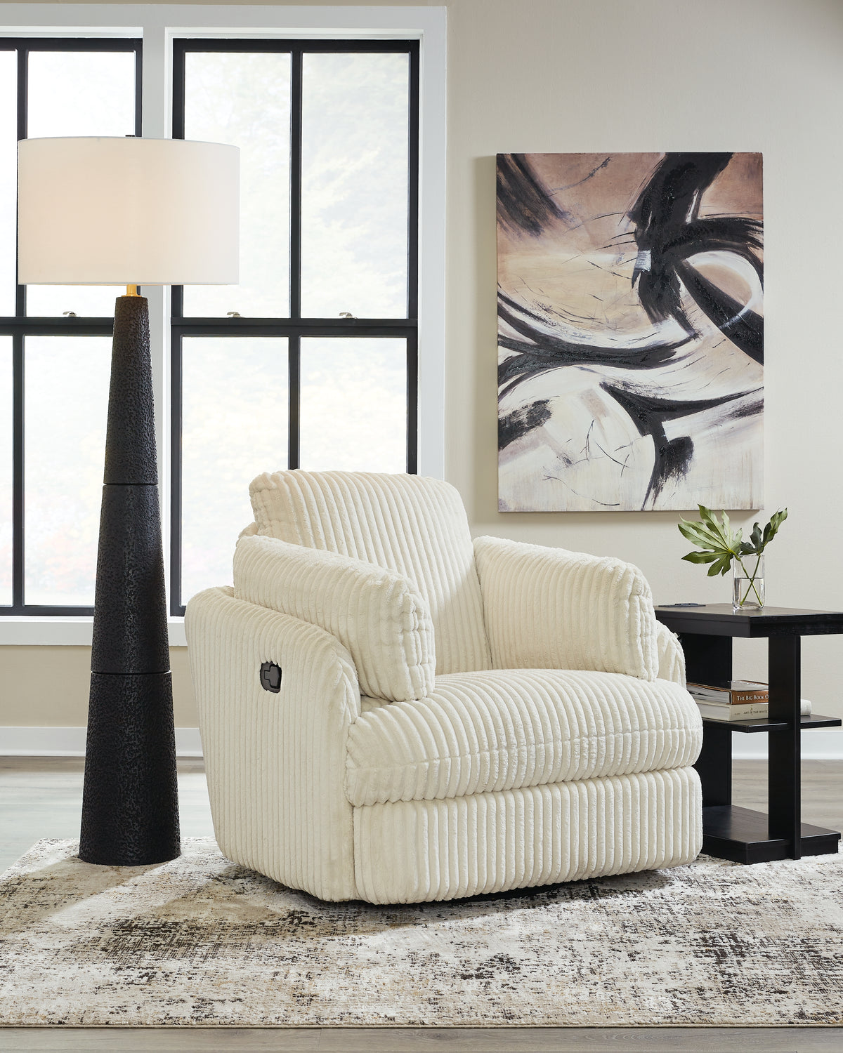 Leasing Furniture - Ashley Furniture - Tie-Breaker Living Room - Swivel Glider Recliner / Ivory - 9490261