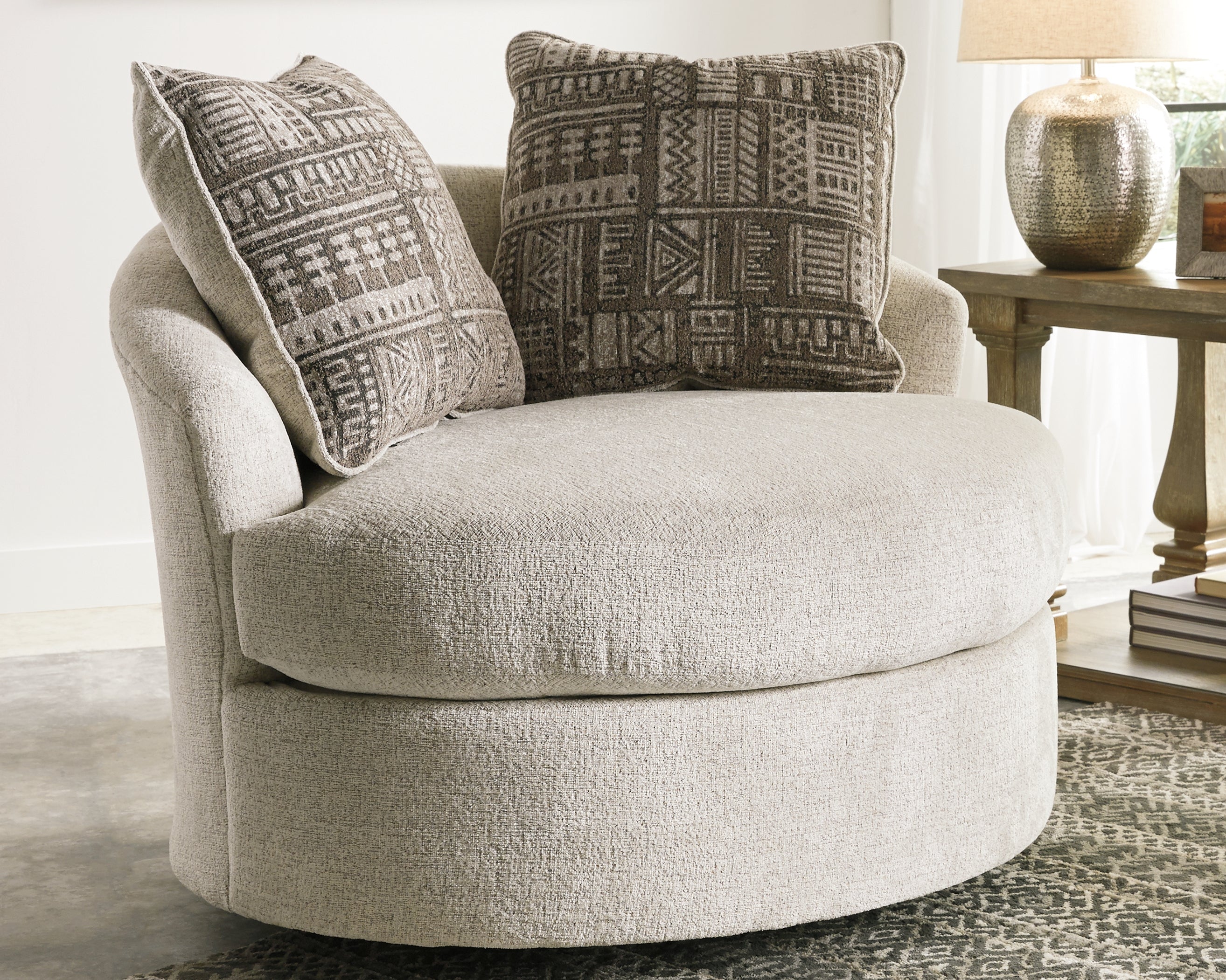 Leasing Furniture - Ashley Furniture - Soletren Living Room - Swivel Accent Chair / Stone - 9510444