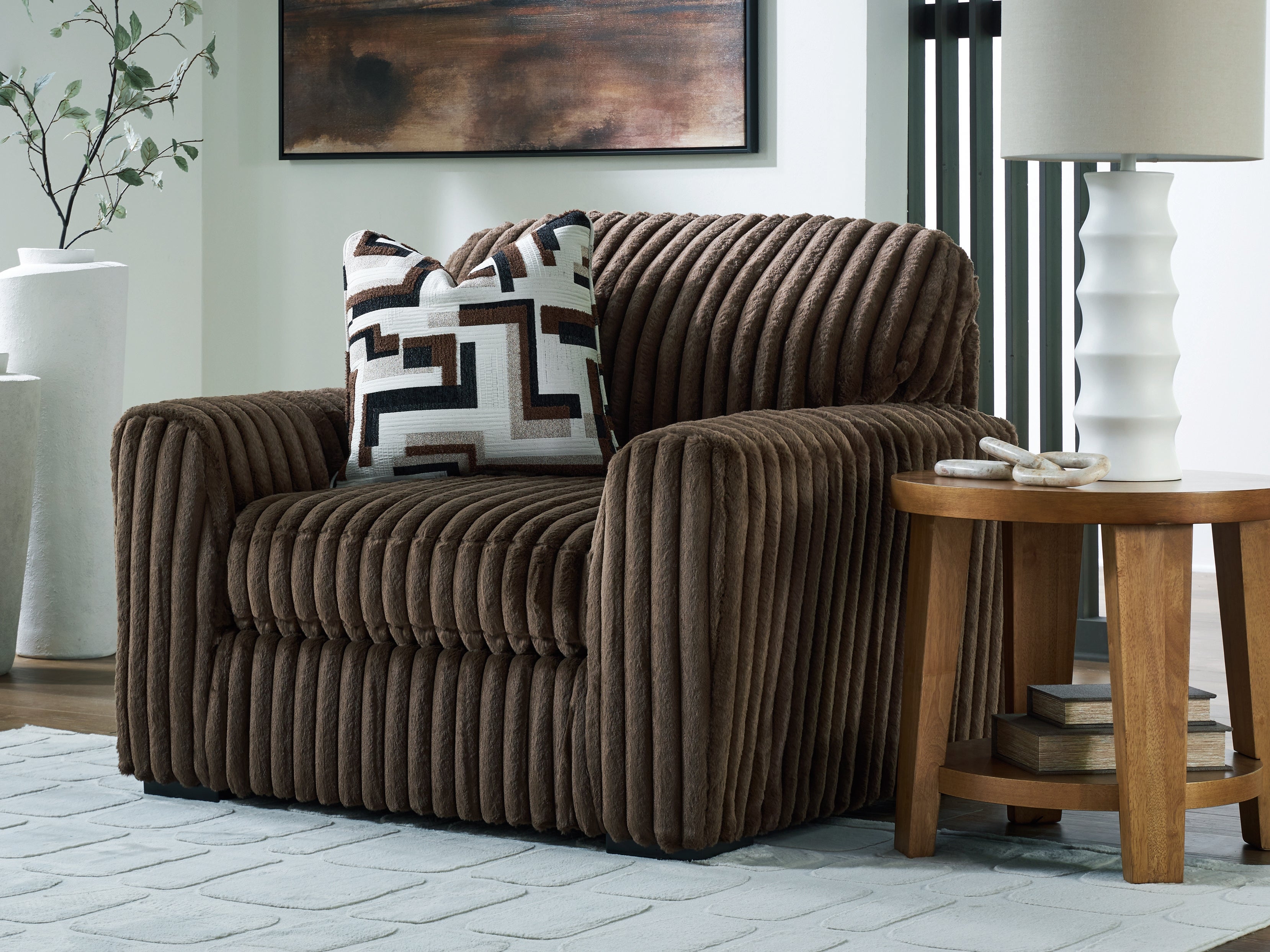 Leasing Furniture - Ashley Furniture - Midnight-Madness Living Room - Chair and a Half / Chocolate - 9810423