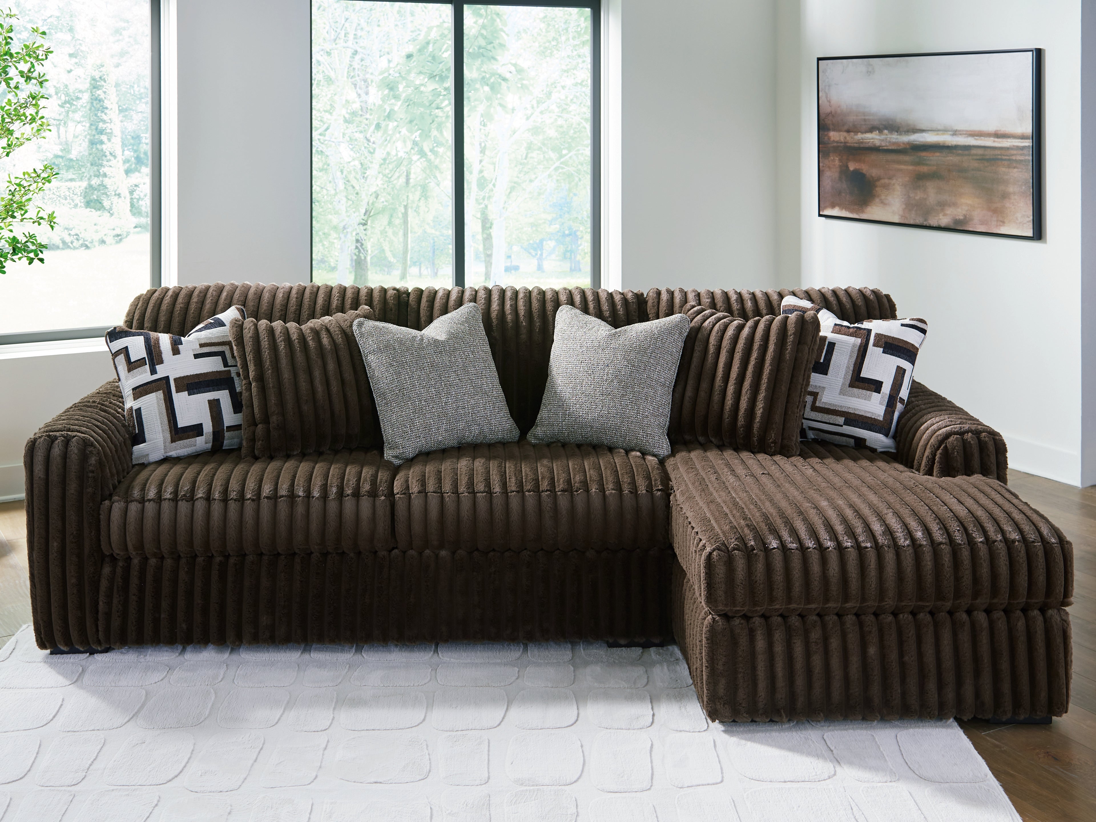 Leasing Furniture - Ashley Furniture - Midnight-Madness Sectional - LAF 2-Piece Sectional Sofa with Chaise / Chocolate - 98104S2