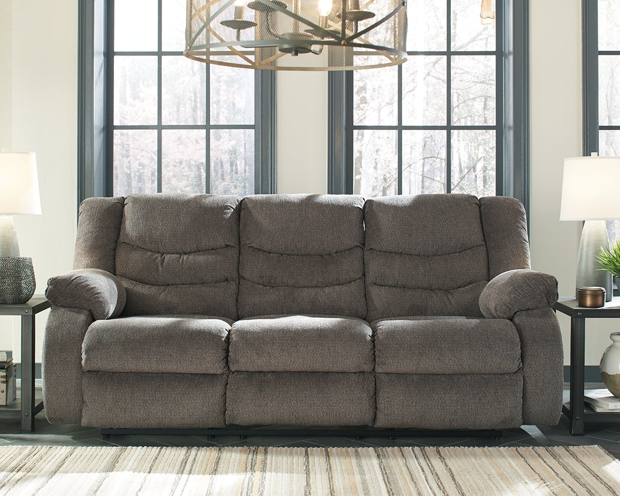 Leasing Furniture - Ashley Furniture - Tulen Living Room - Reclining Sofa / Gray - 9860688