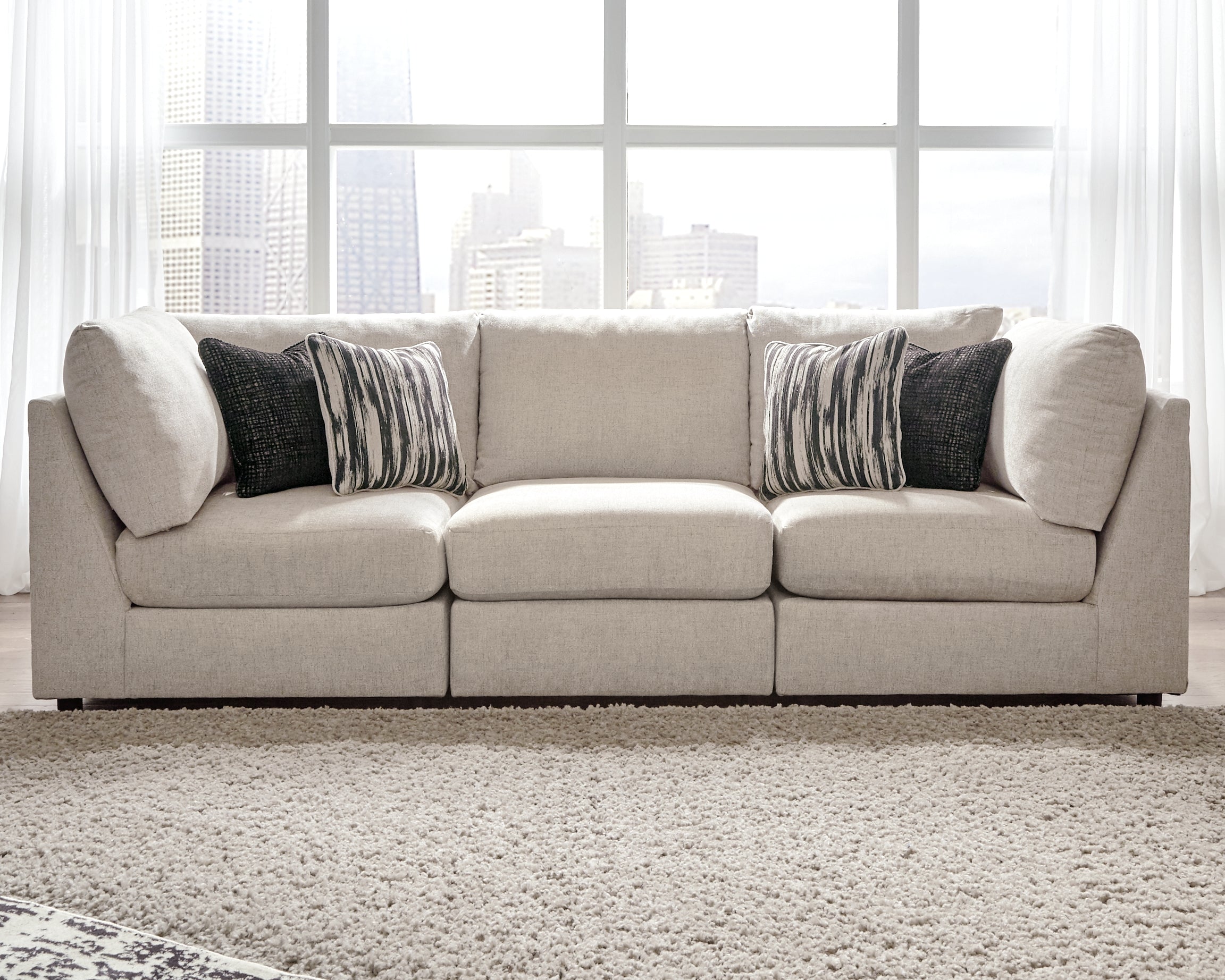 Leasing Furniture - Ashley Furniture - Kellway Sectional - 3-Piece Sectional Sofa / Bisque - 98707S6