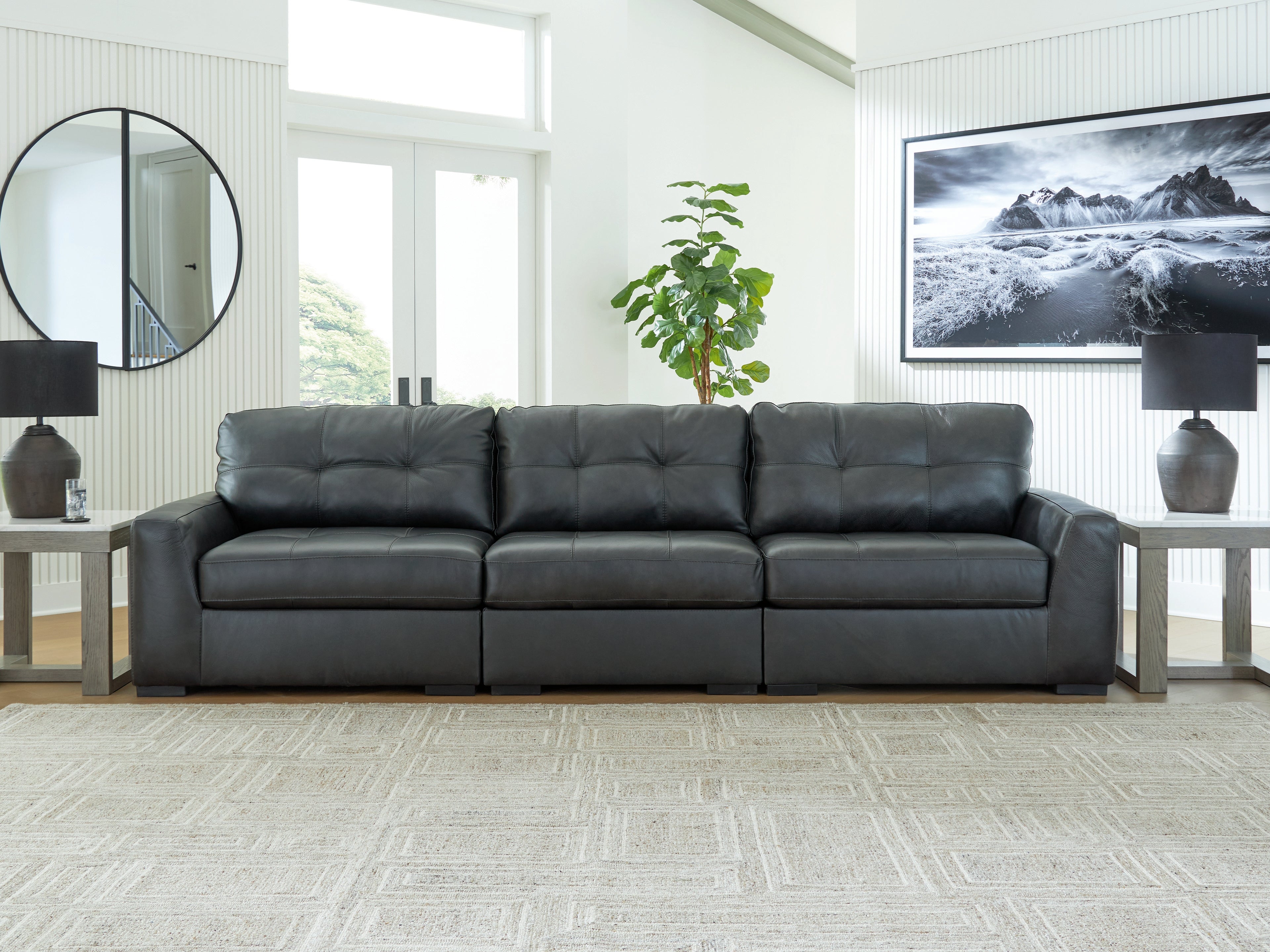 Leasing Furniture - Ashley Furniture - Brindley Pier Sectional - RAF 3-Piece Sectional Sofa / Fog - 99503S2
