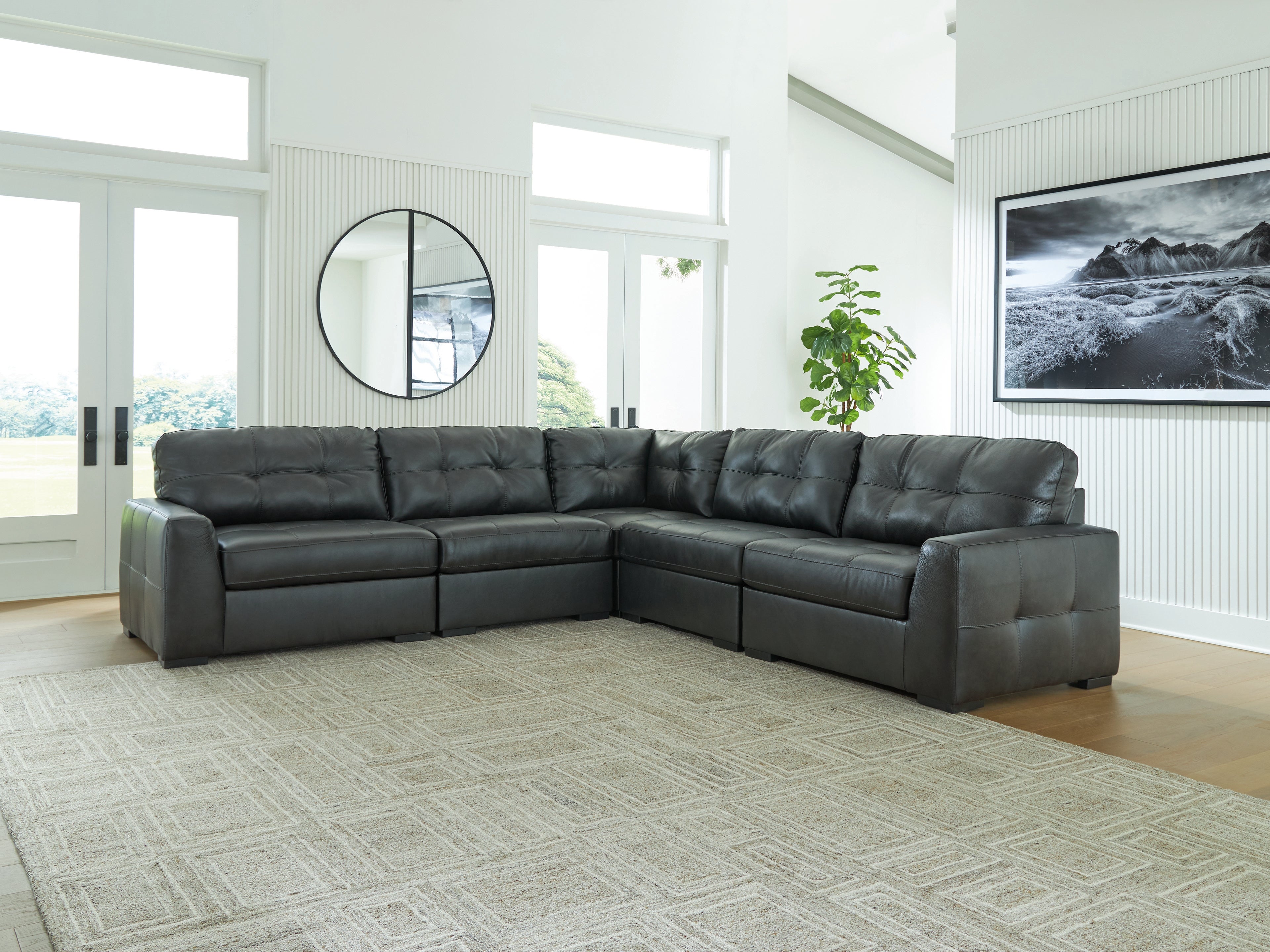 Leasing Furniture - Ashley Furniture - Brindley Pier Sectional - RAF 5-Piece Sectional / Fog - 99503S3