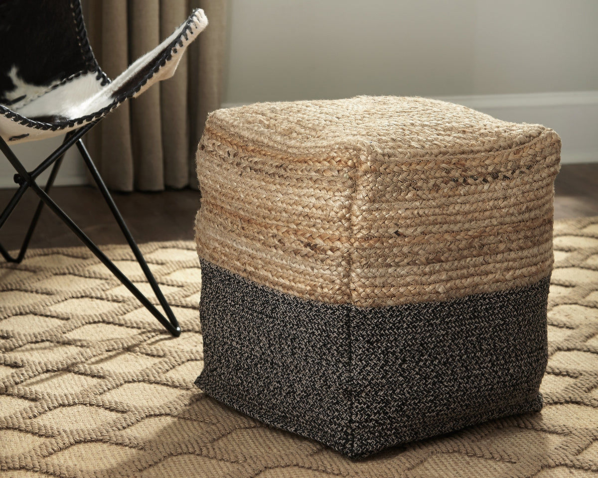 Leasing Furniture - Ashley Furniture - Sweed Valley Pouf - Pouf / Natural/White - A1000420