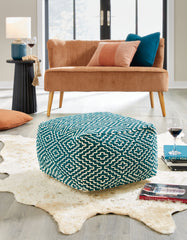 Leasing Furniture - Ashley Furniture - Brynnsen Pouf - Pouf / Teal/Ivory - A1001055